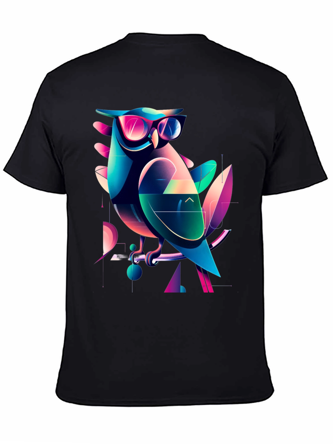 Cool Owl Graphic Tee - Trendy Mens Black T-Shirt
