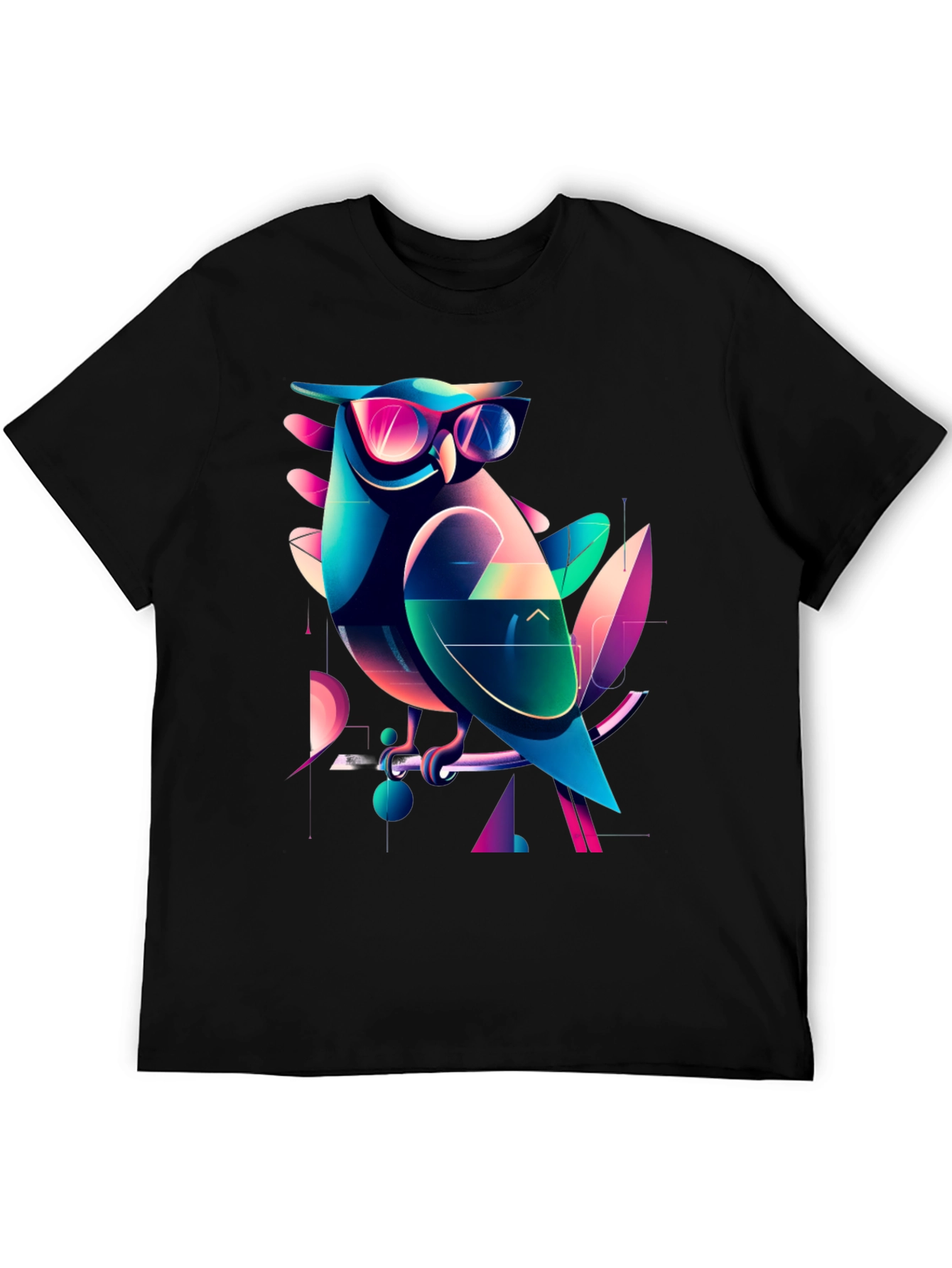 Cool Owl Graphic Tee - Trendy Mens Black T-Shirt