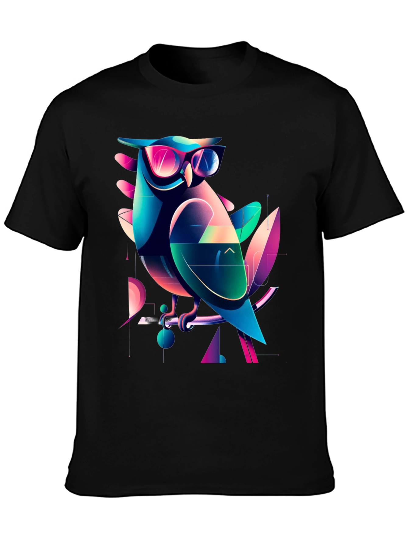 Cool Owl Graphic Tee - Trendy Mens Black T-Shirt