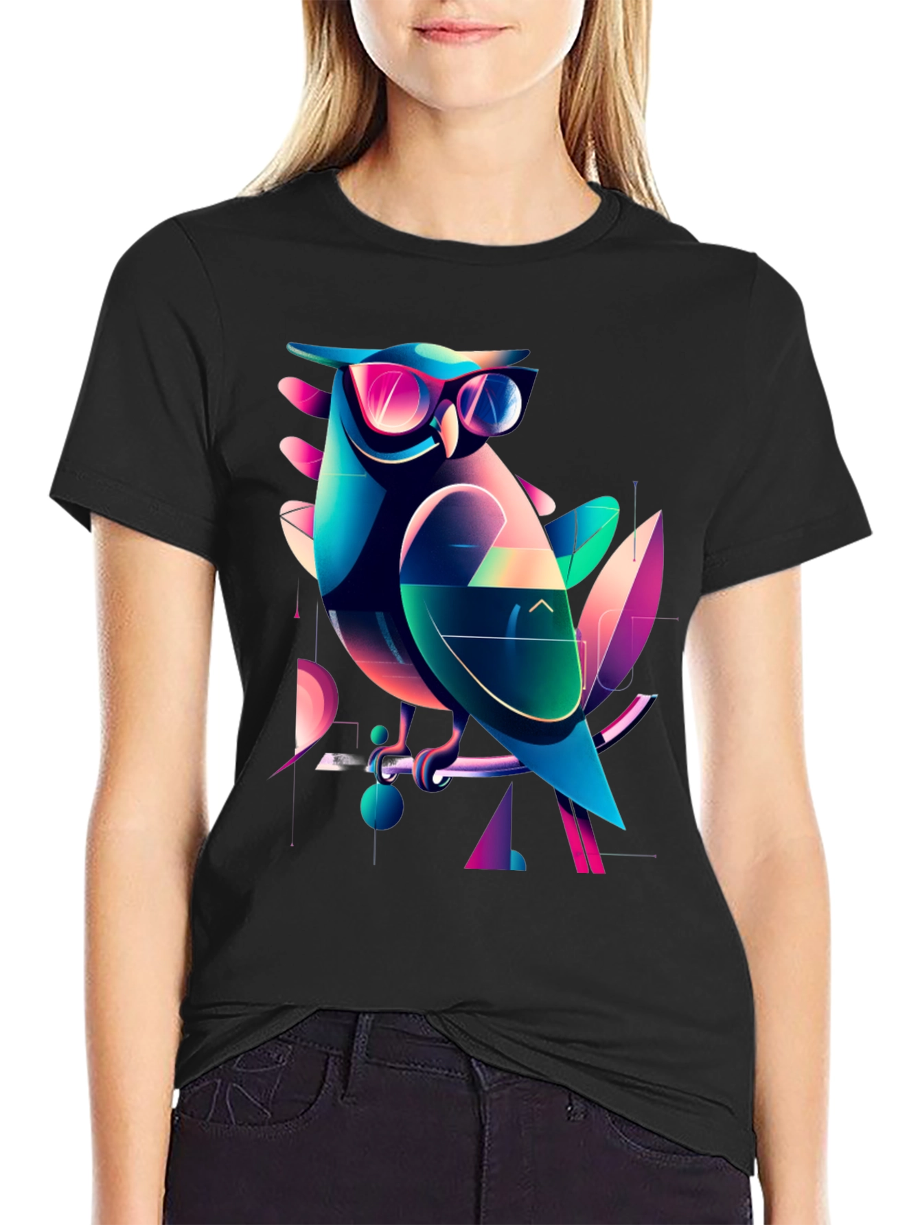 Cool Owl Graphic Tee - Trendy Mens Black T-Shirt