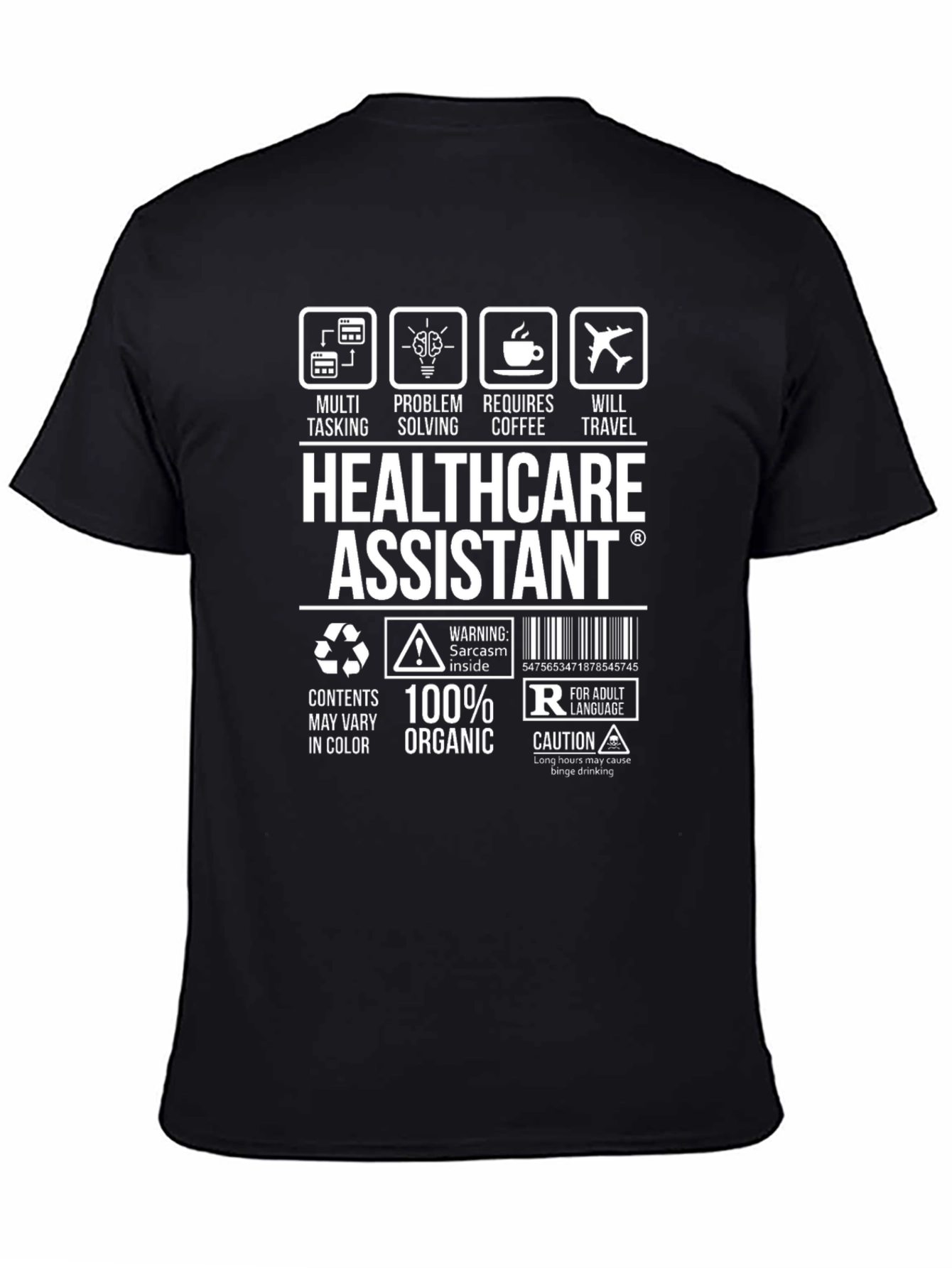 Healthcare Assistant Funny Black T-Shirt