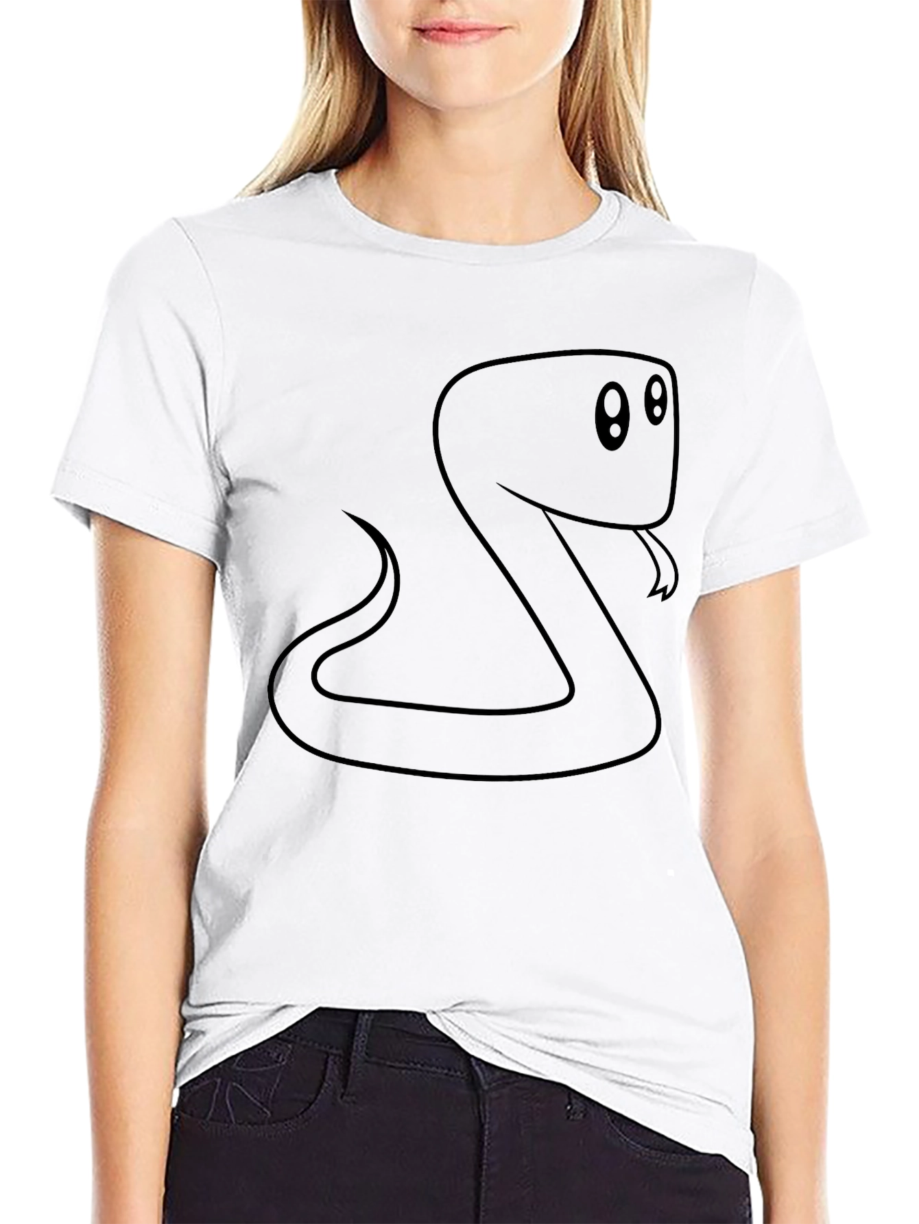 Cartoon Snake Graphic Black T-Shirt