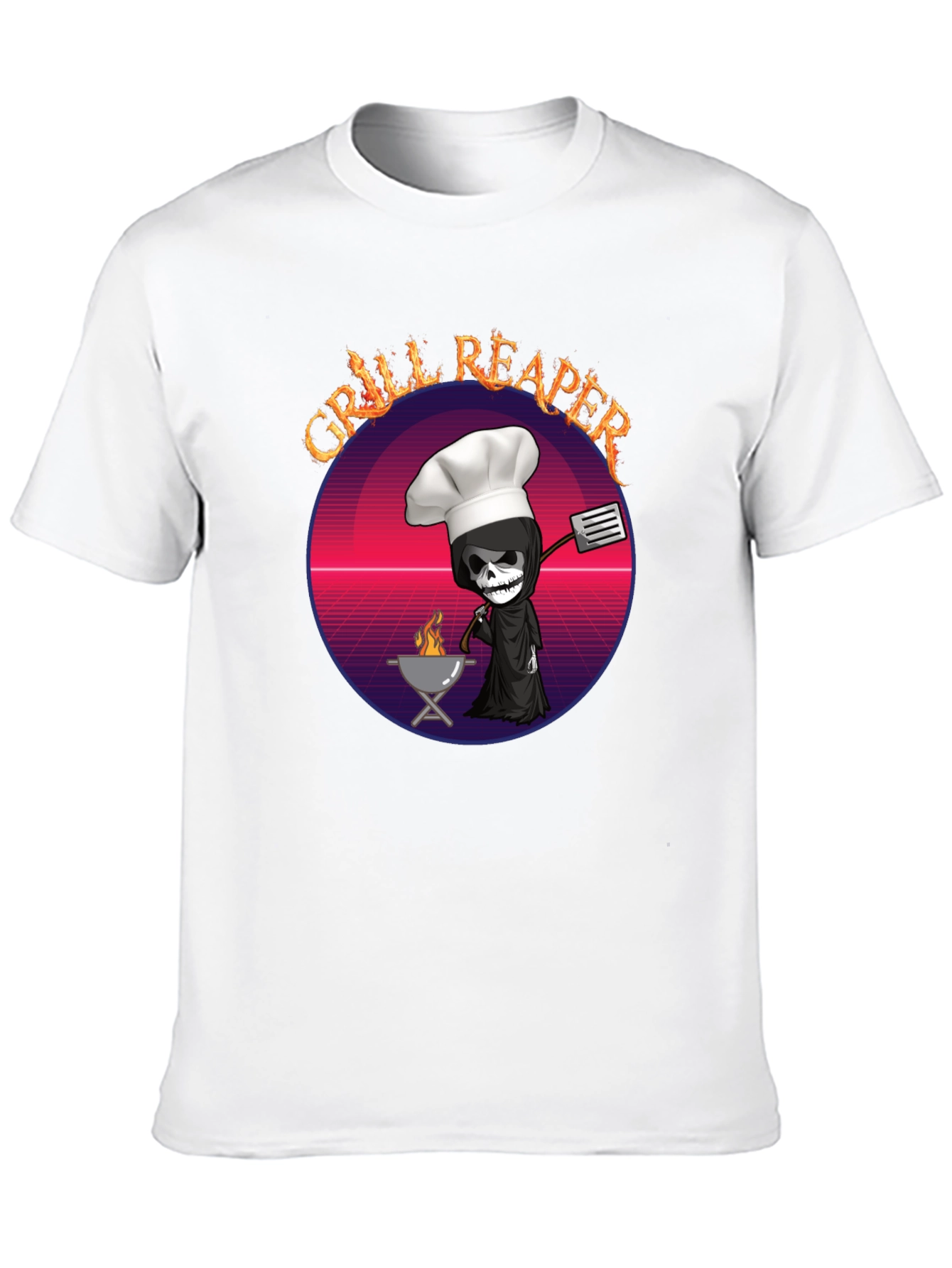 Grill Reaper T-Shirt - Funny BBQ Grim Reaper Design