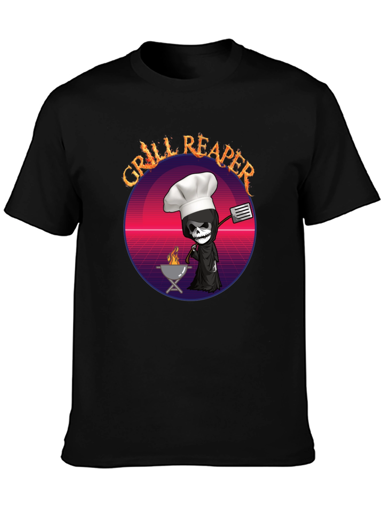 Grill Reaper T-Shirt - Funny BBQ Grim Reaper Design