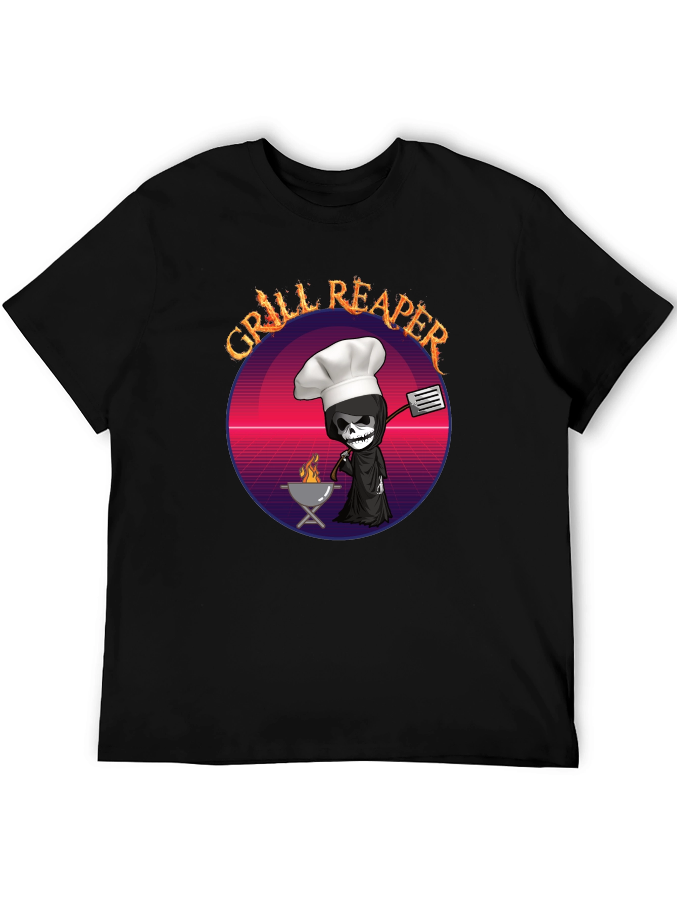 Grill Reaper T-Shirt - Funny BBQ Grim Reaper Design