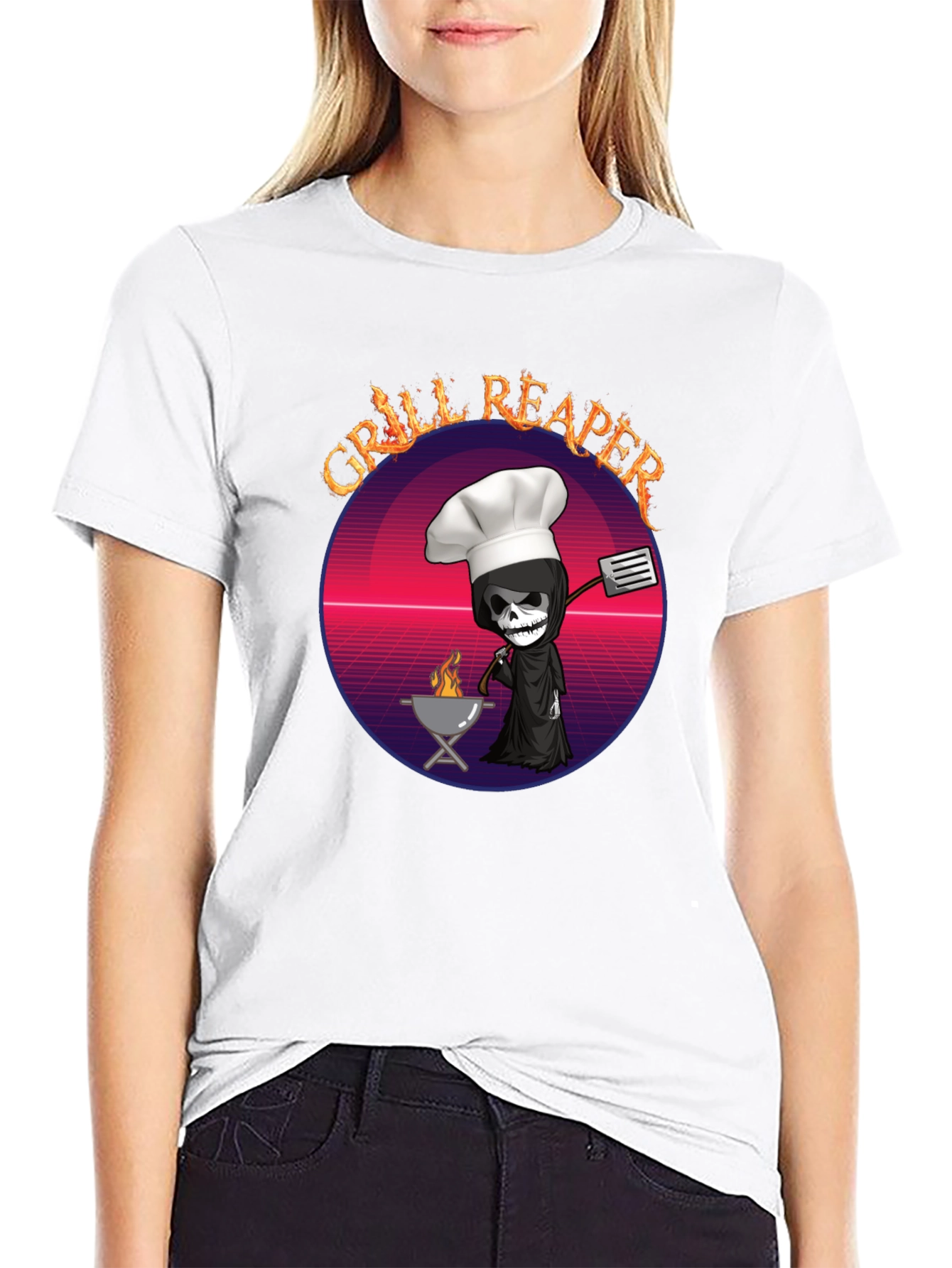 Grill Reaper T-Shirt - Funny BBQ Grim Reaper Design