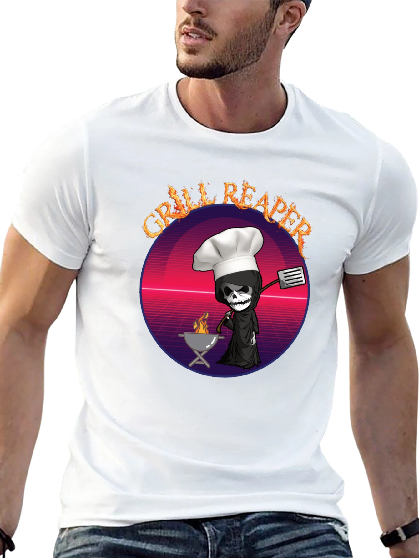 Grill Reaper T-Shirt - Funny BBQ Grim Reaper Design