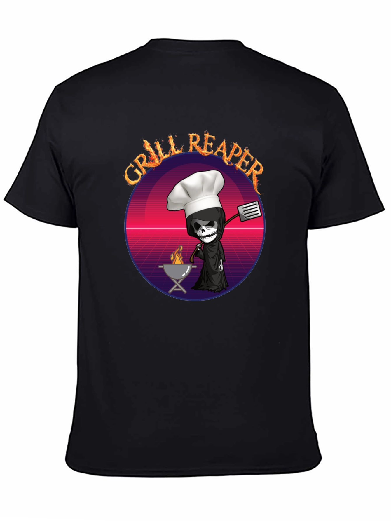 Grill Reaper T-Shirt - Funny BBQ Grim Reaper Design