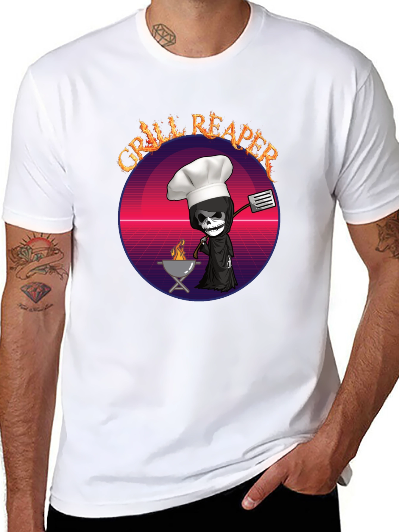 Grill Reaper T-Shirt - Funny BBQ Grim Reaper Design