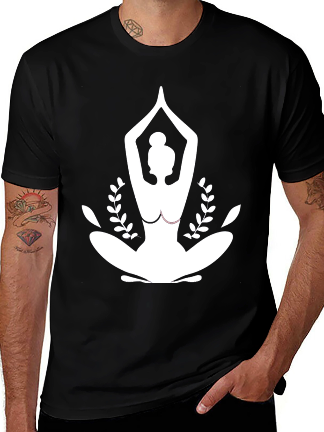 Yoga Pose Graphic Black T-Shirt