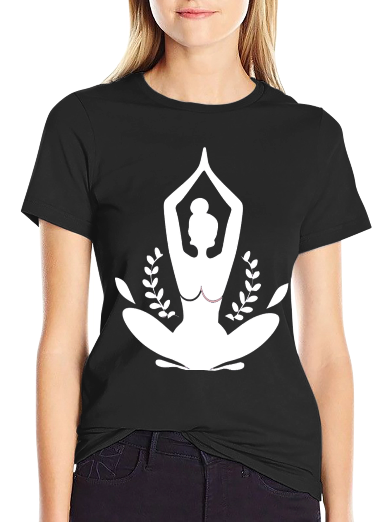 Yoga Pose Graphic Black T-Shirt