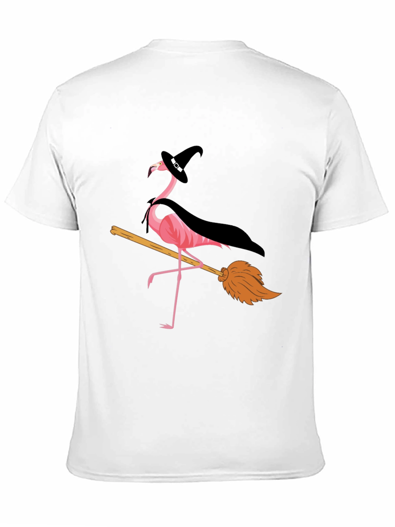 Halloween Flamingo T-Shirt: Witch on a Broomstick