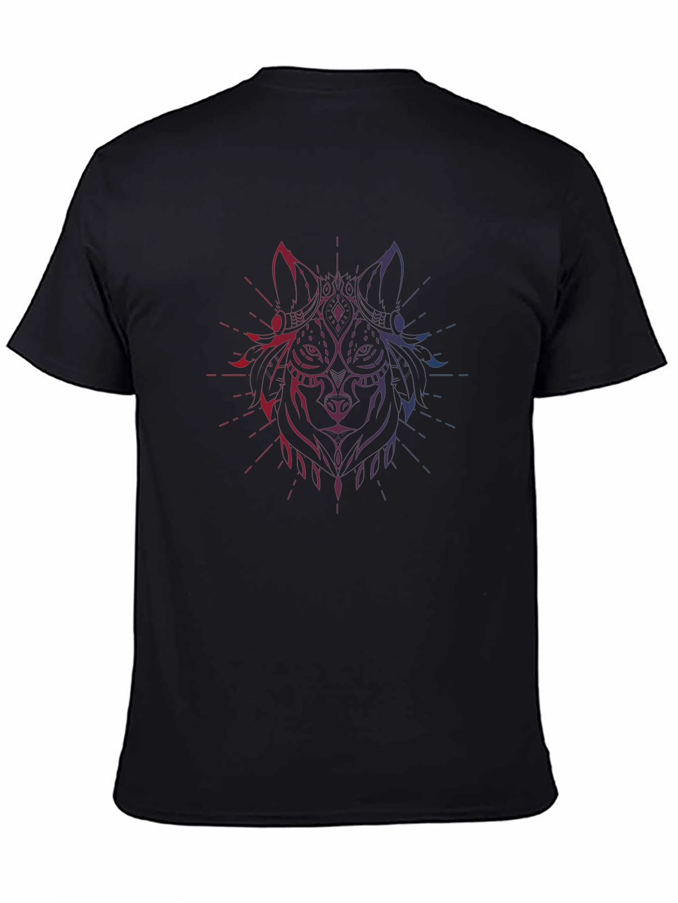 Wolf Graphic Print Mens Black T-Shirt