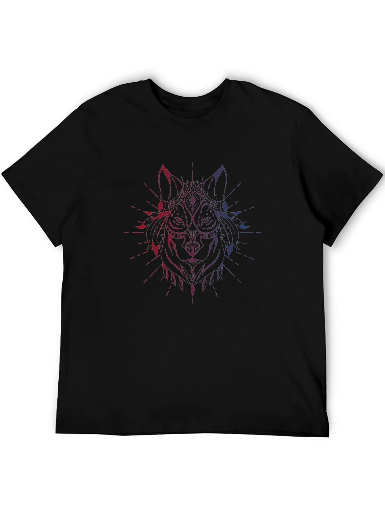Wolf Graphic Print Mens Black T-Shirt