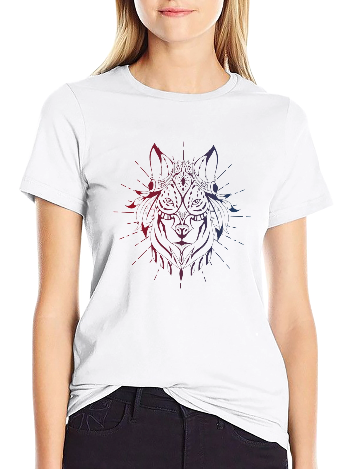 Wolf Graphic Print Mens Black T-Shirt