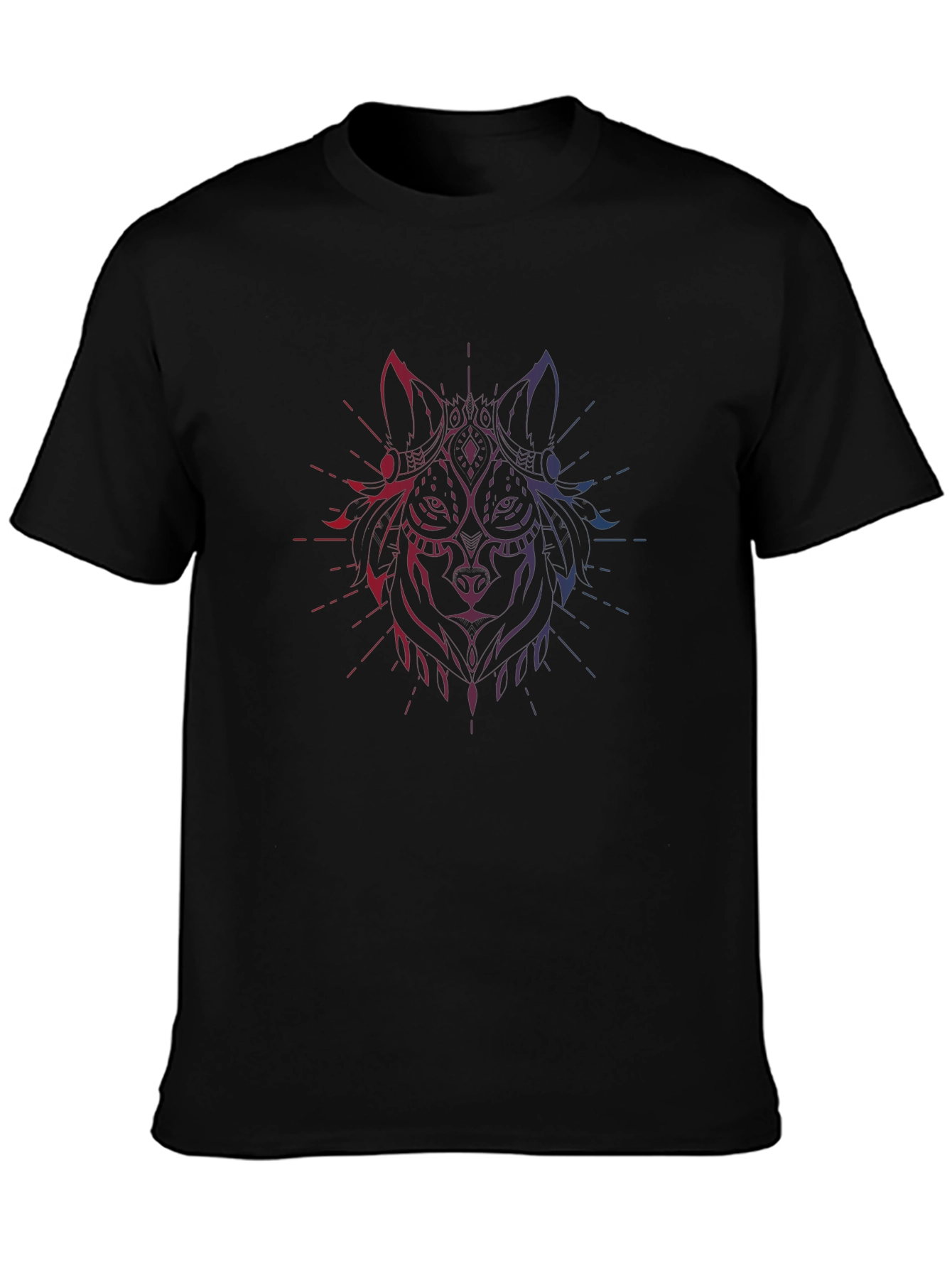 Wolf Graphic Print Mens Black T-Shirt