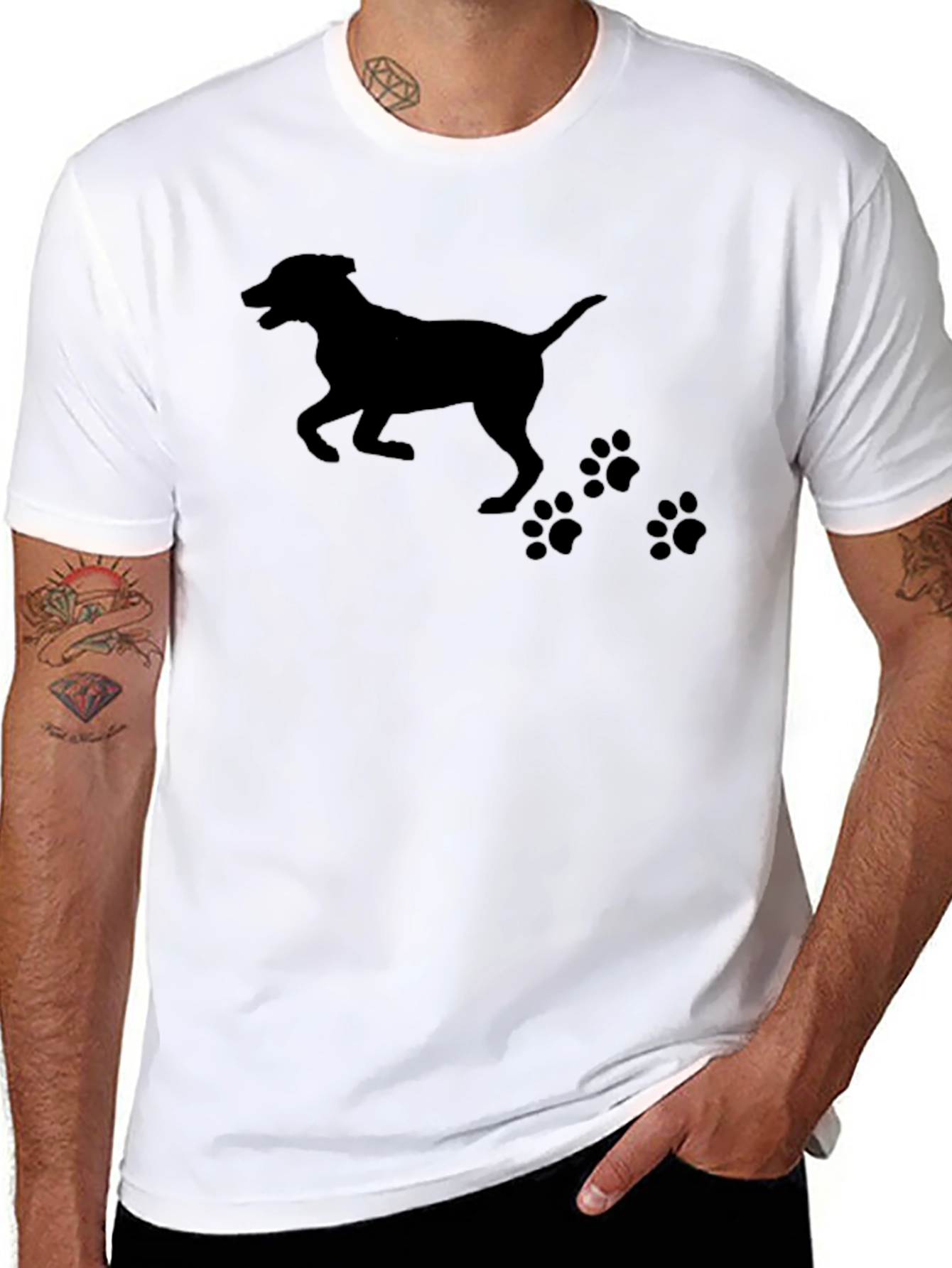 Dog Silhouette T-Shirt - Black Cotton Tee