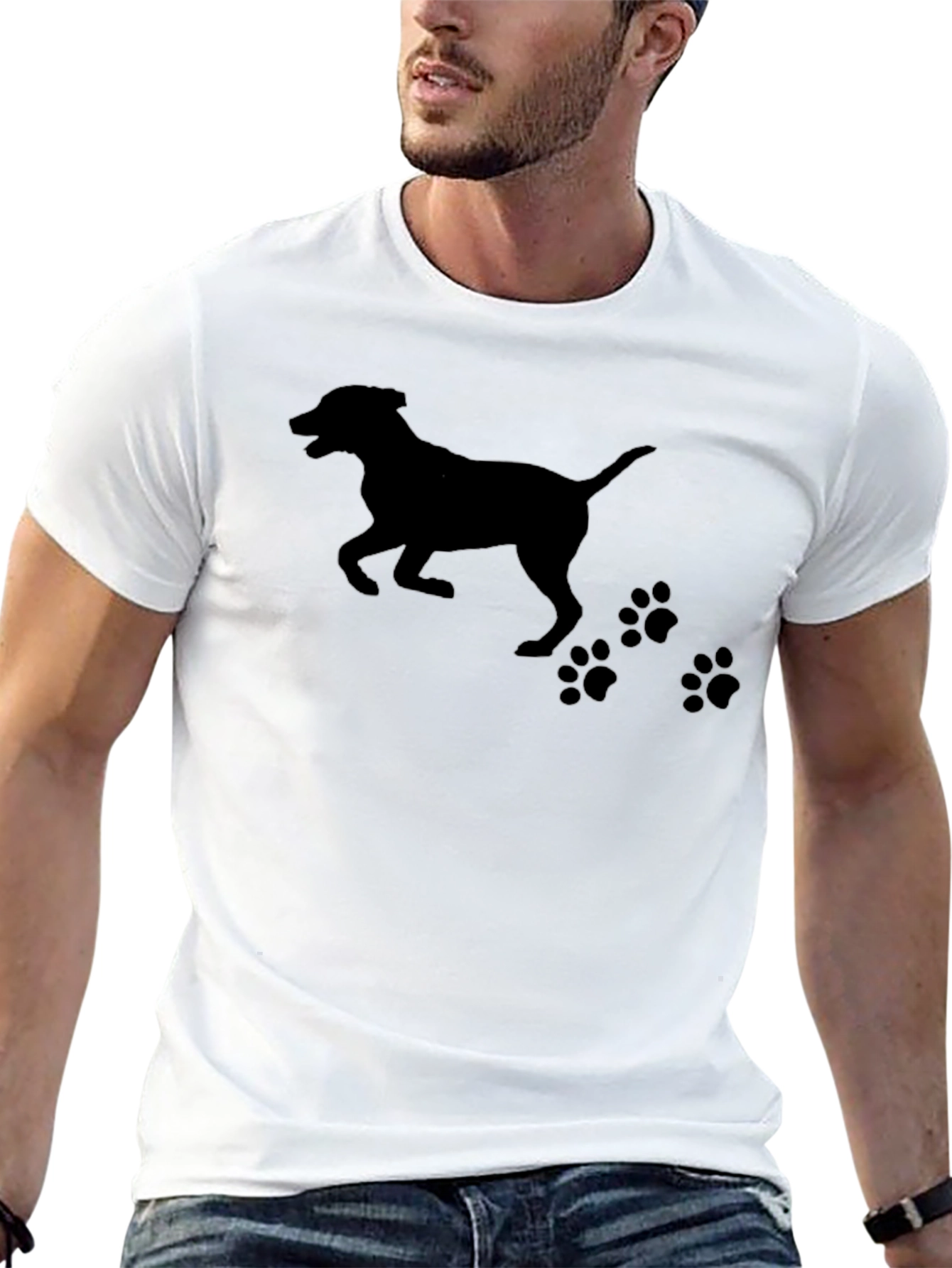 Dog Silhouette T-Shirt - Black Cotton Tee