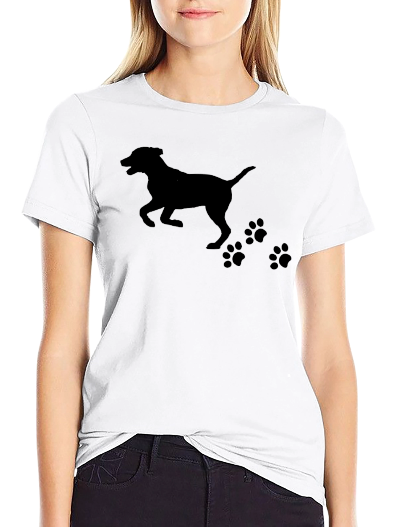 Dog Silhouette T-Shirt - Black Cotton Tee