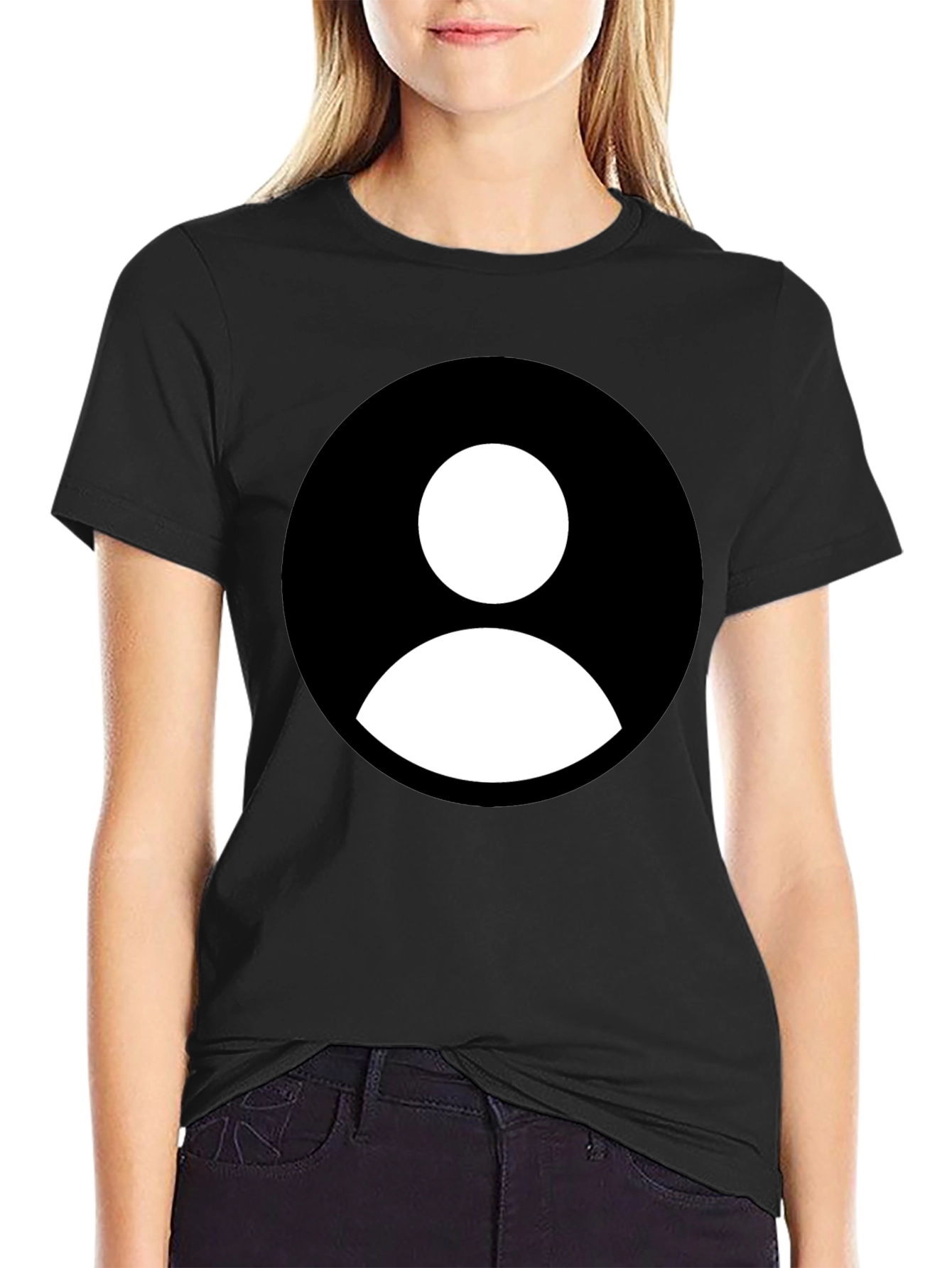 Black T-Shirt with White Profile Icon Graphic Tee