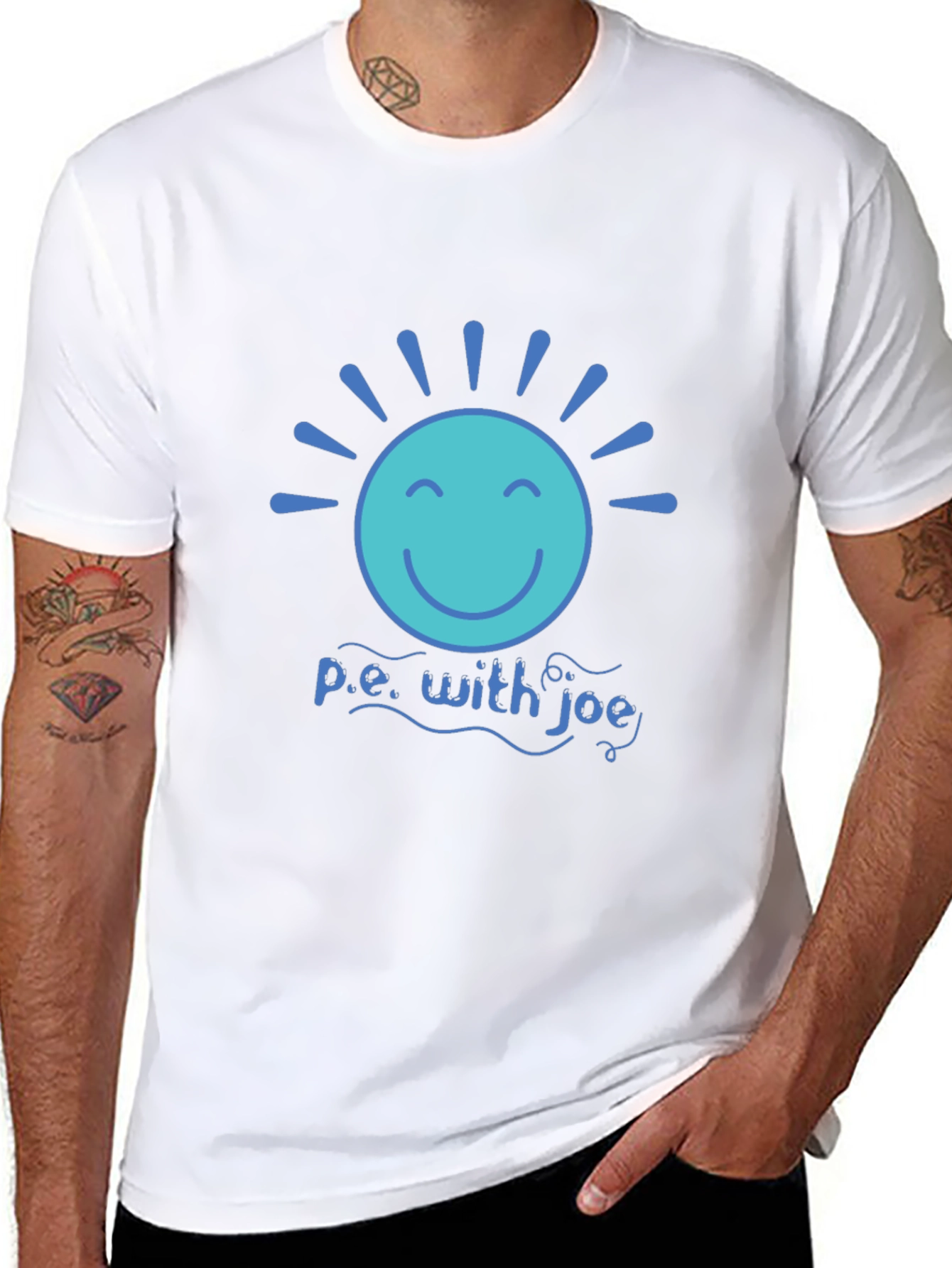 P.E. with Joe T-Shirt - Smiley Sun Design