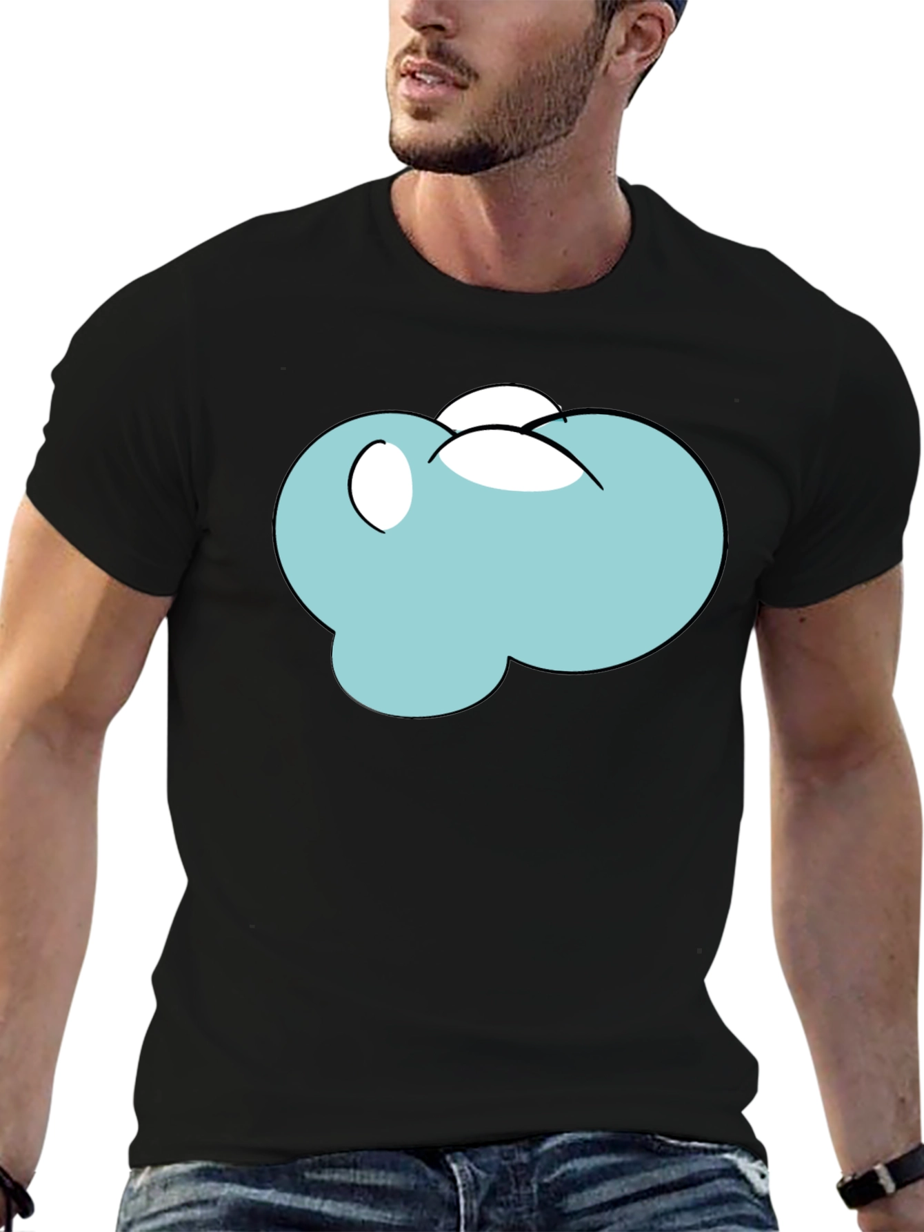 Cartoon Cloud Black T-Shirt