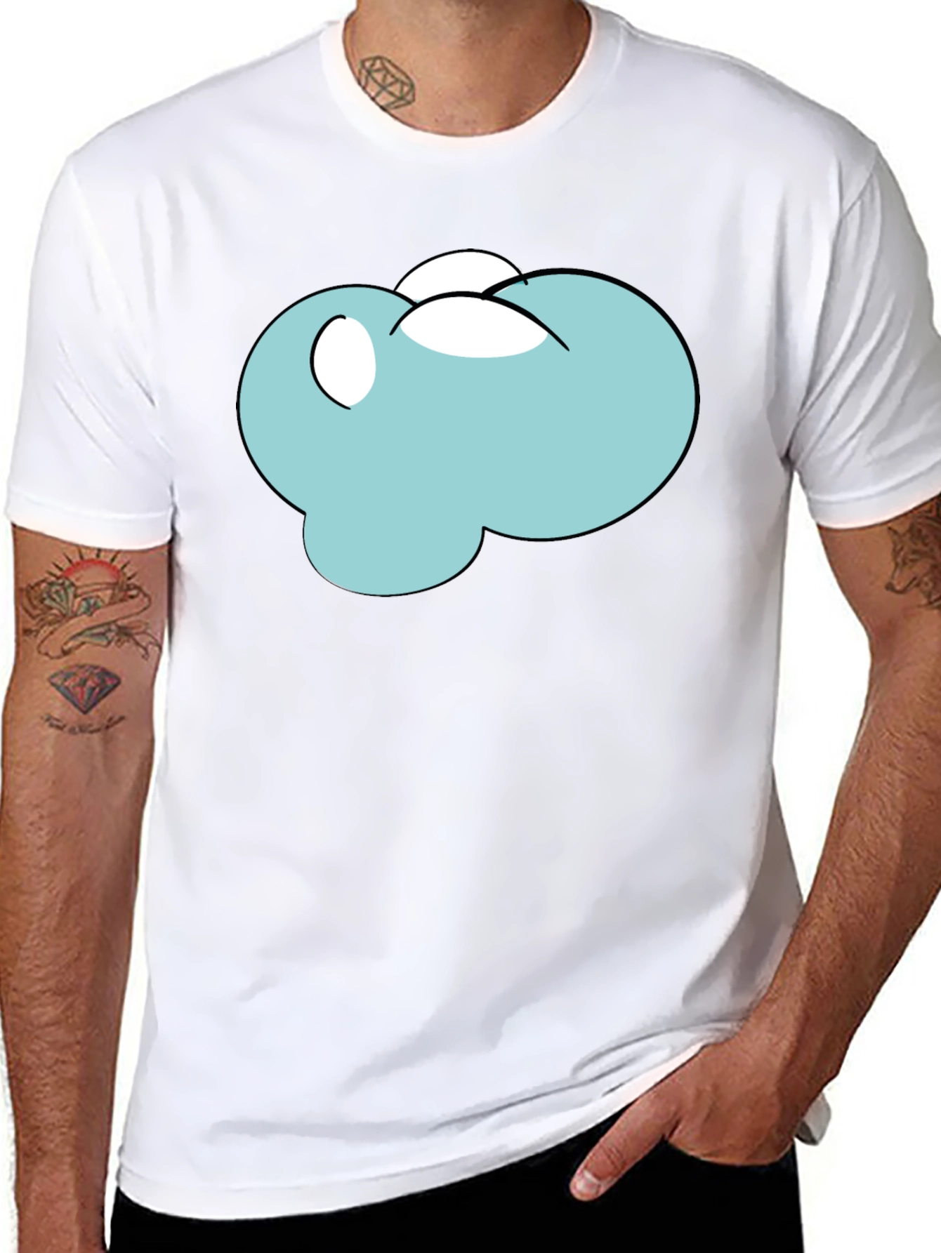 Cartoon Cloud Black T-Shirt