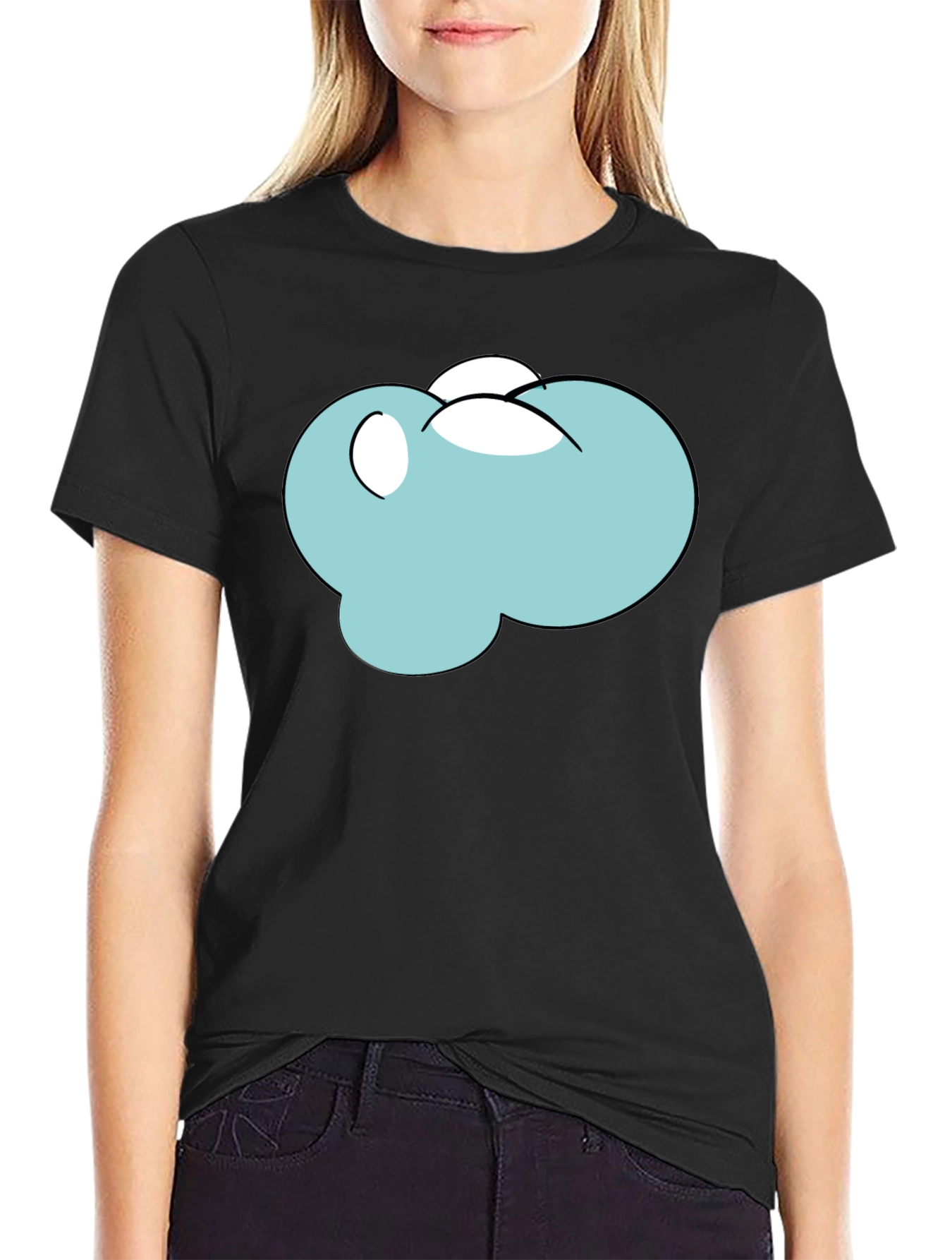 Cartoon Cloud Black T-Shirt