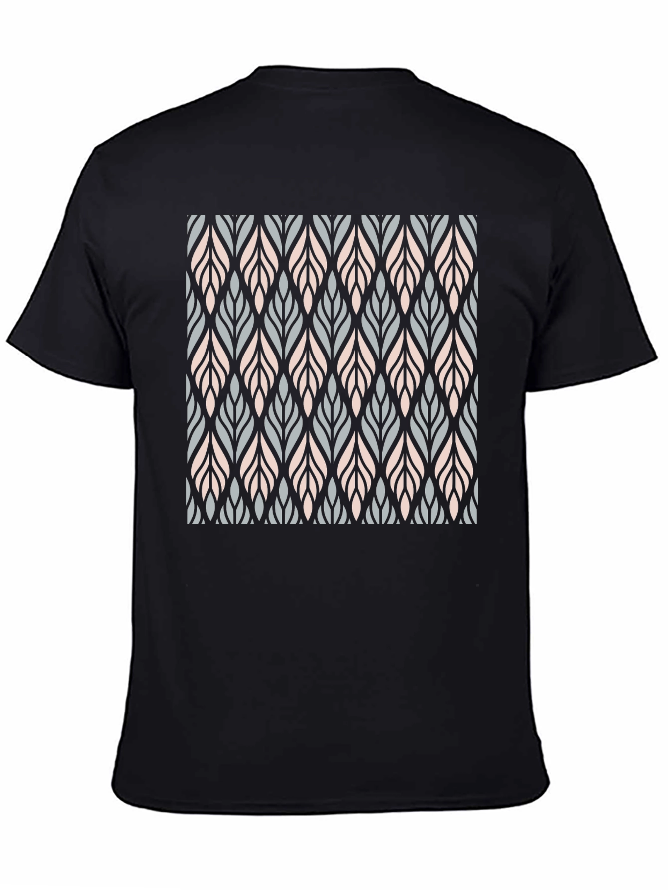 Stylish Leaf Pattern Black T-Shirt