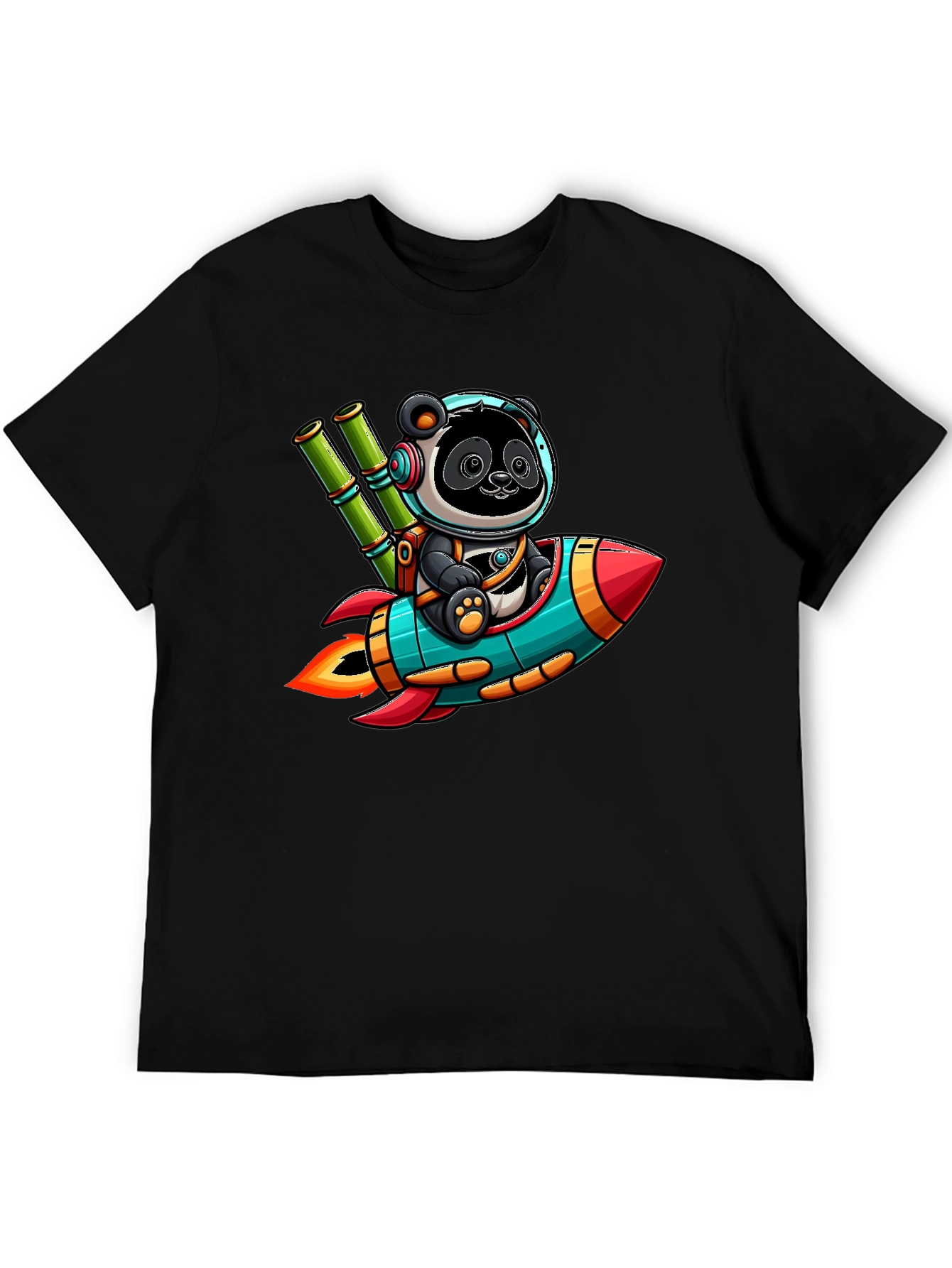 Panda Rocket T-Shirt - Cute Cartoon Design