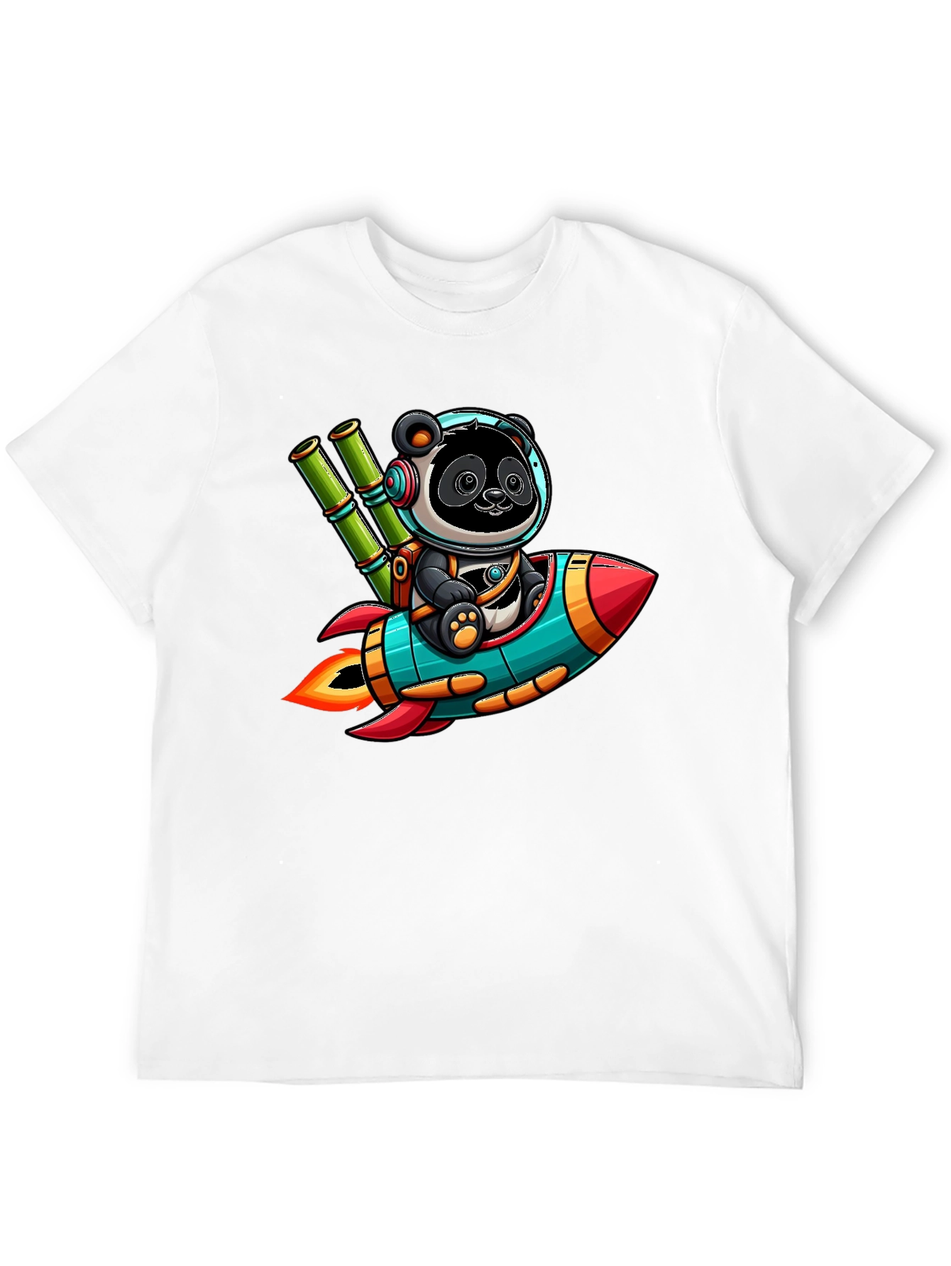 Panda Rocket T-Shirt - Cute Cartoon Design