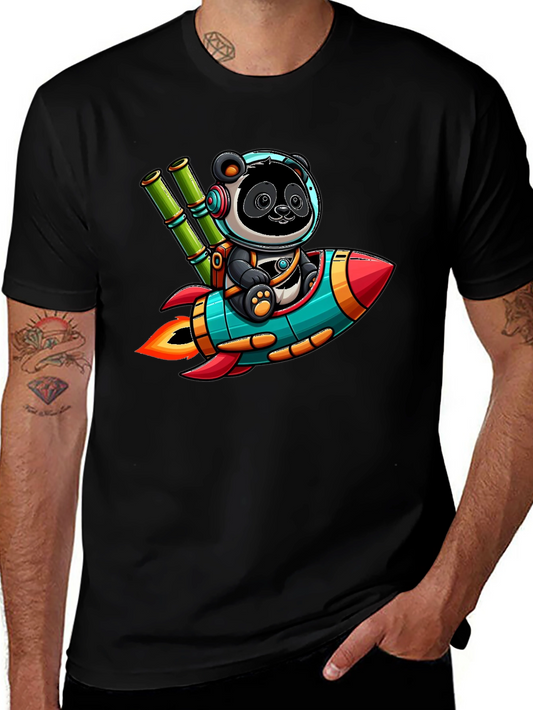 Panda Rocket T-Shirt - Cute Cartoon Design