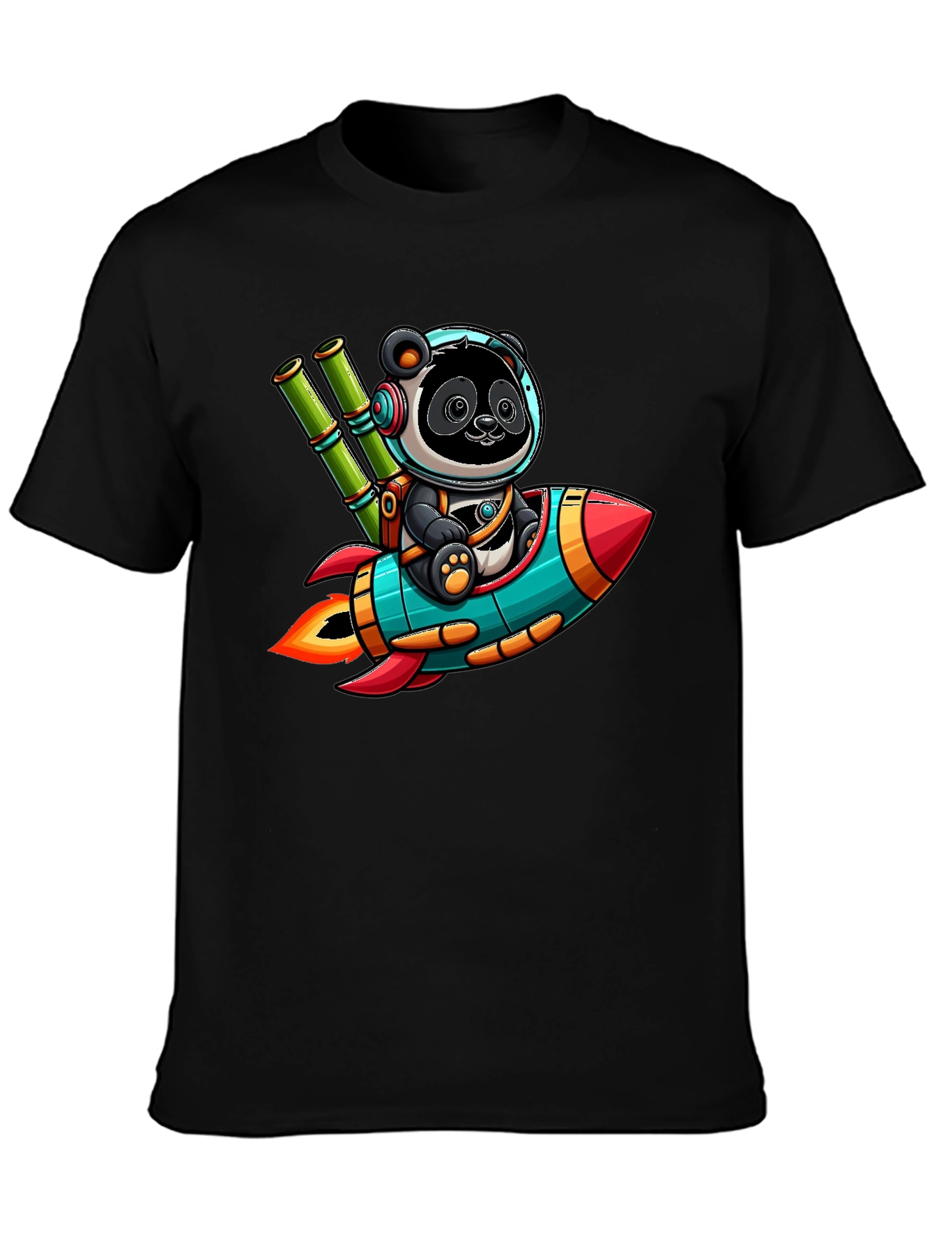 Panda Rocket T-Shirt - Cute Cartoon Design