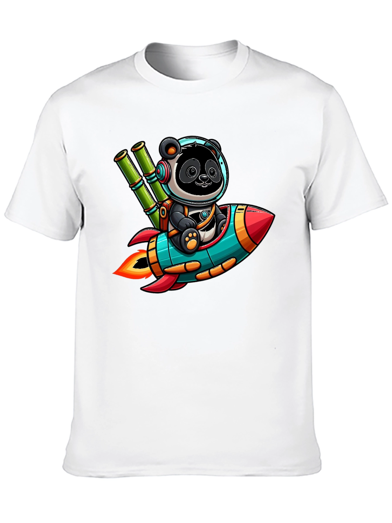 Panda Rocket T-Shirt - Cute Cartoon Design