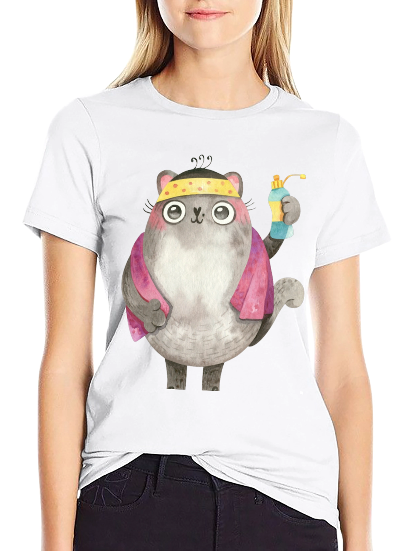 Gym Cat T-Shirt - Fitness Cartoon Tee
