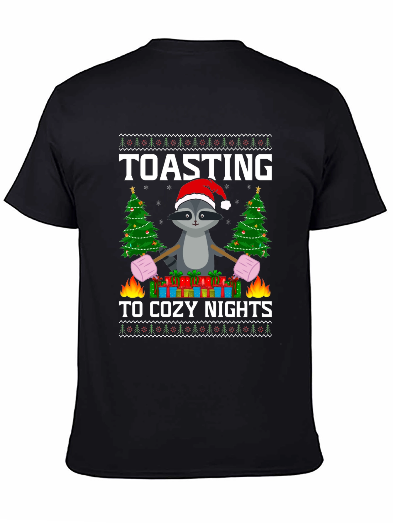 Cozy Nights Raccoon Christmas T-Shirt