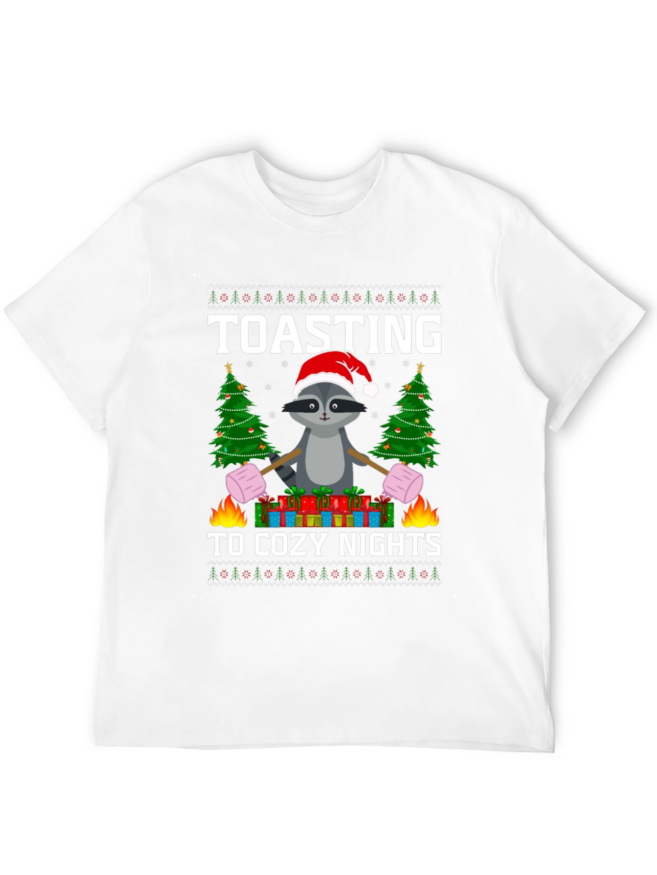 Cozy Nights Raccoon Christmas T-Shirt