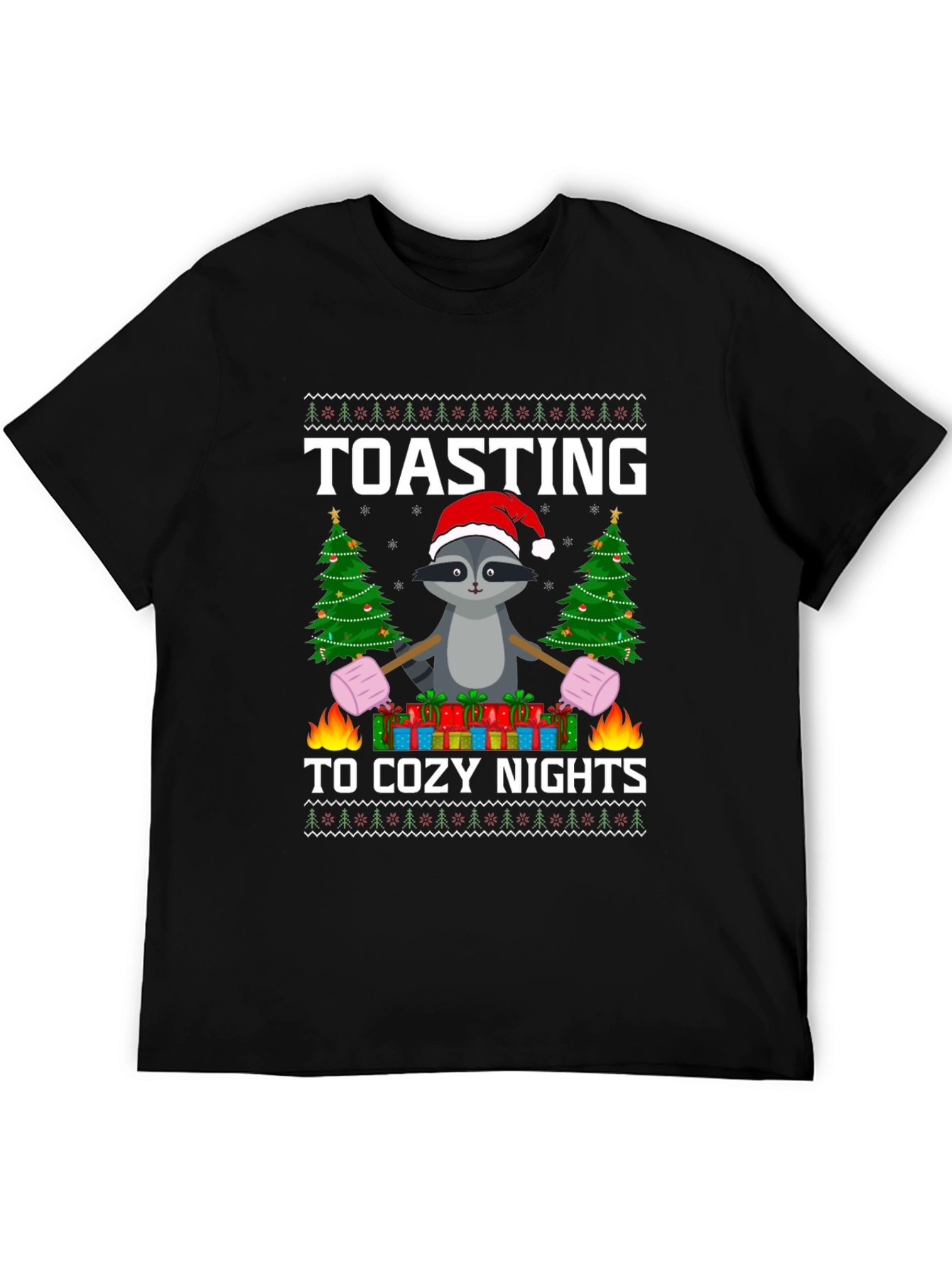 Cozy Nights Raccoon Christmas T-Shirt