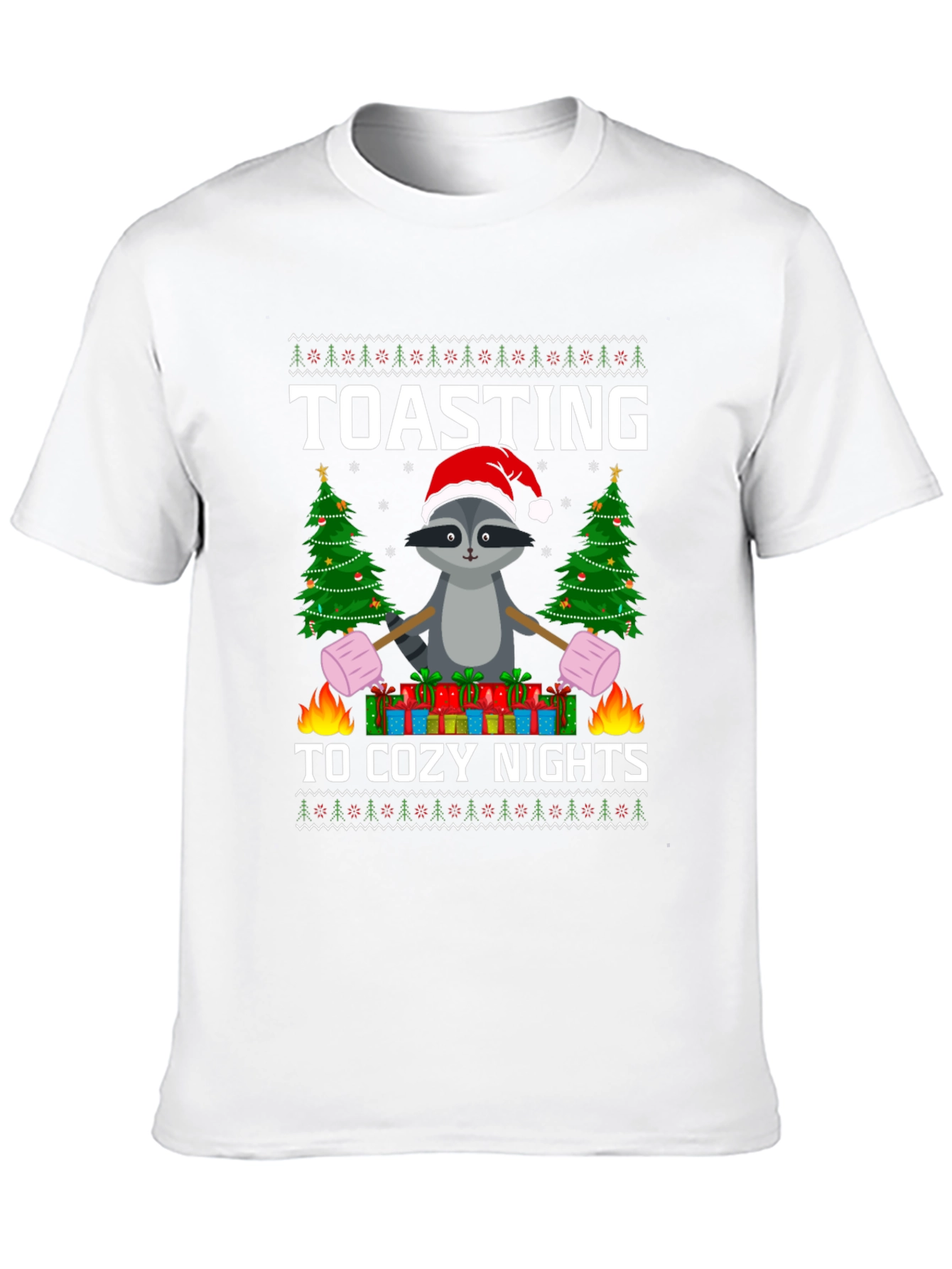 Cozy Nights Raccoon Christmas T-Shirt