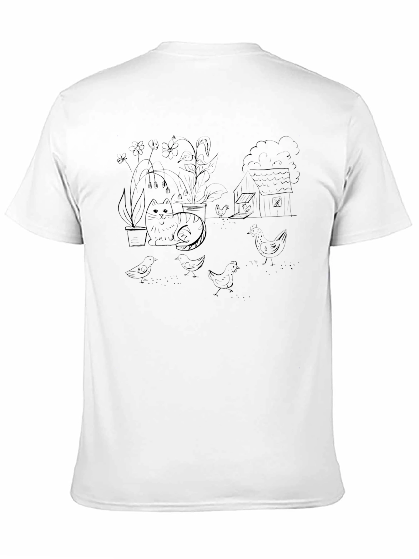 Whimsical Garden Cat T-Shirt