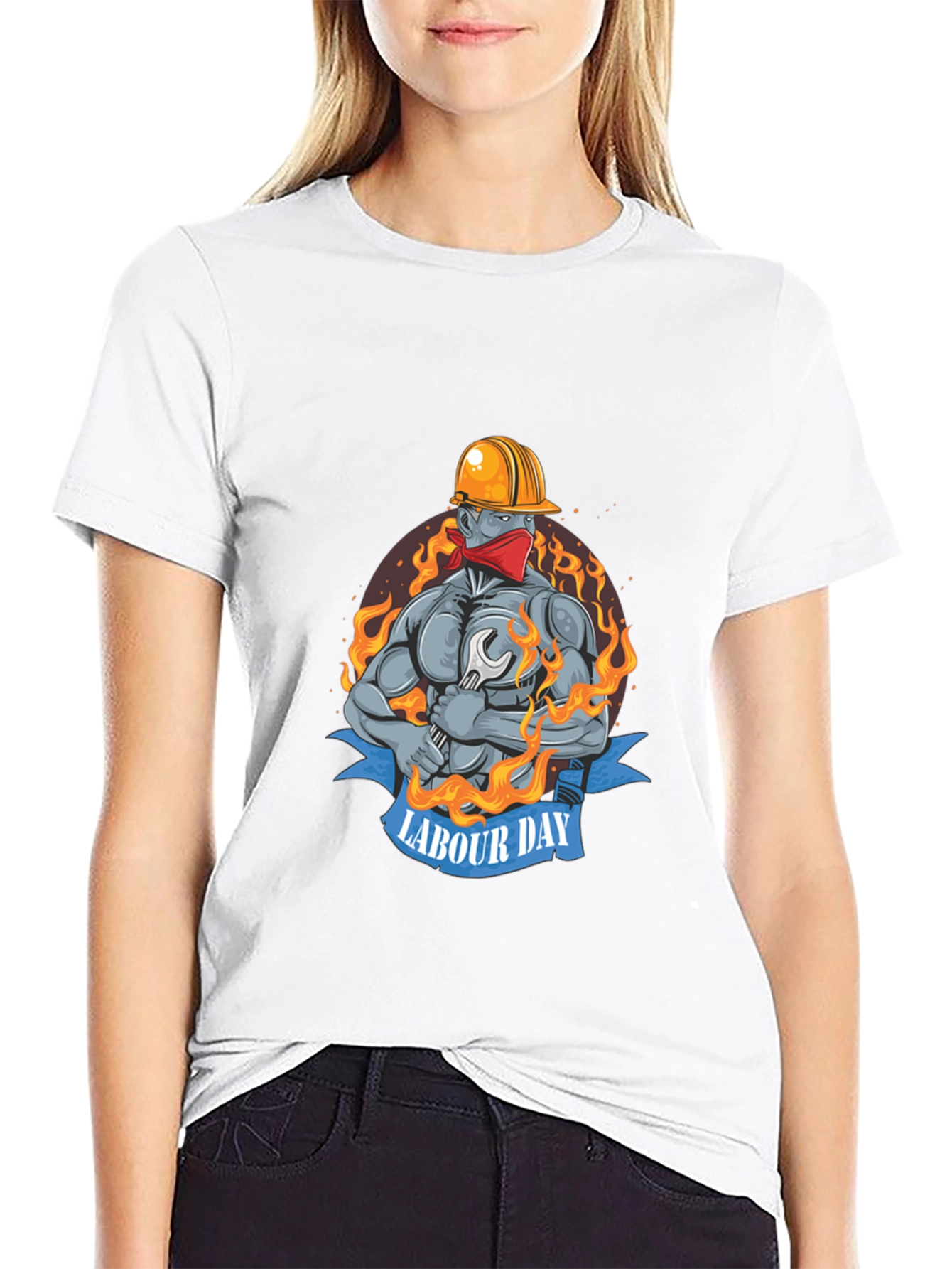 Labour Day Graphic Print Black T-Shirt