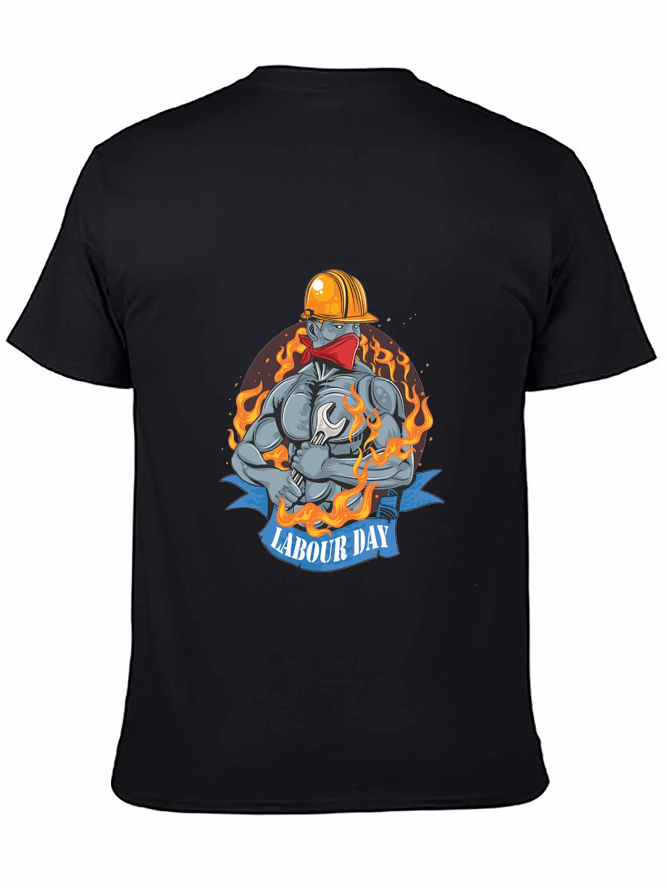 Labour Day Graphic Print Black T-Shirt