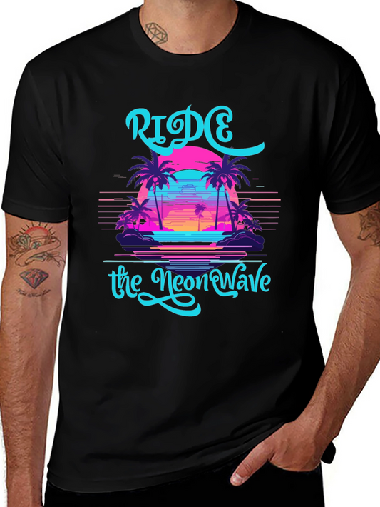 Ride the Neon Wave Graphic Tee - Retro Beach Vibes