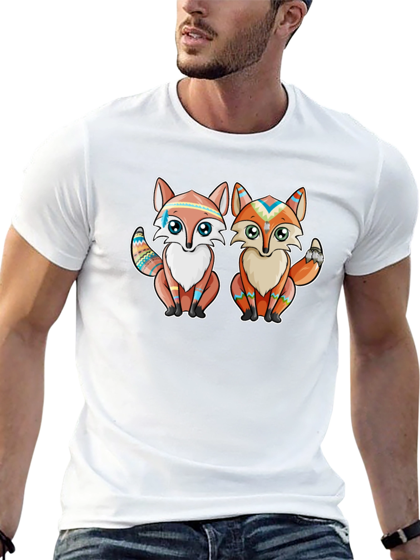 Native Fox T-Shirt - Tribal Design