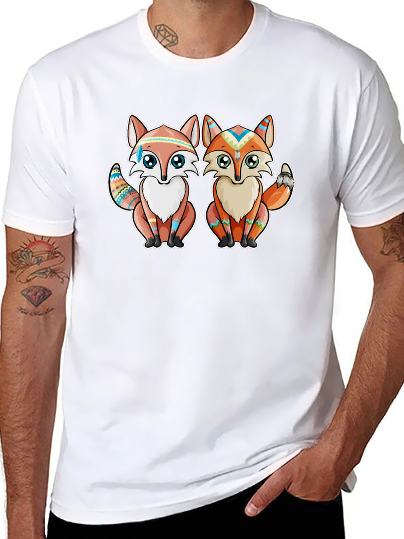 Native Fox T-Shirt - Tribal Design