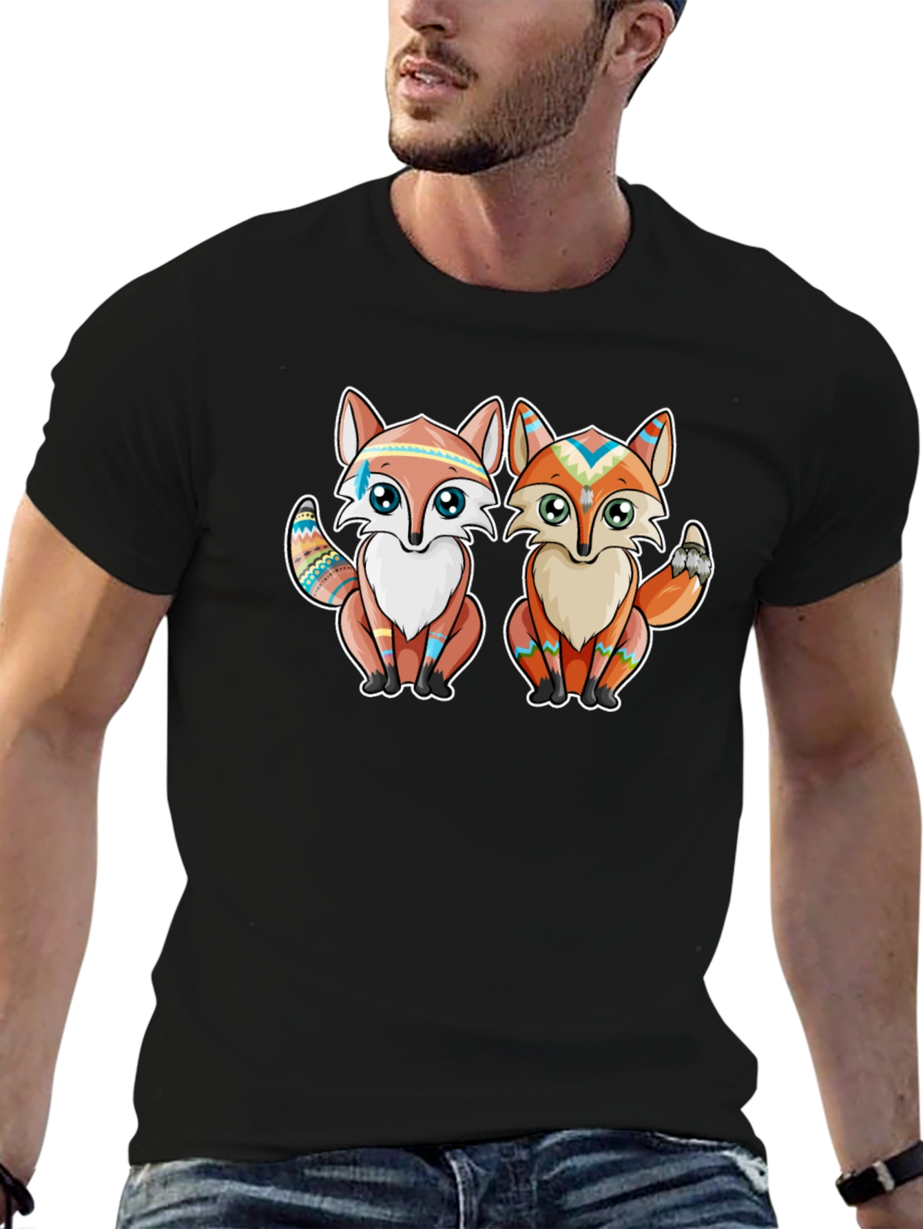 Native Fox T-Shirt - Tribal Design