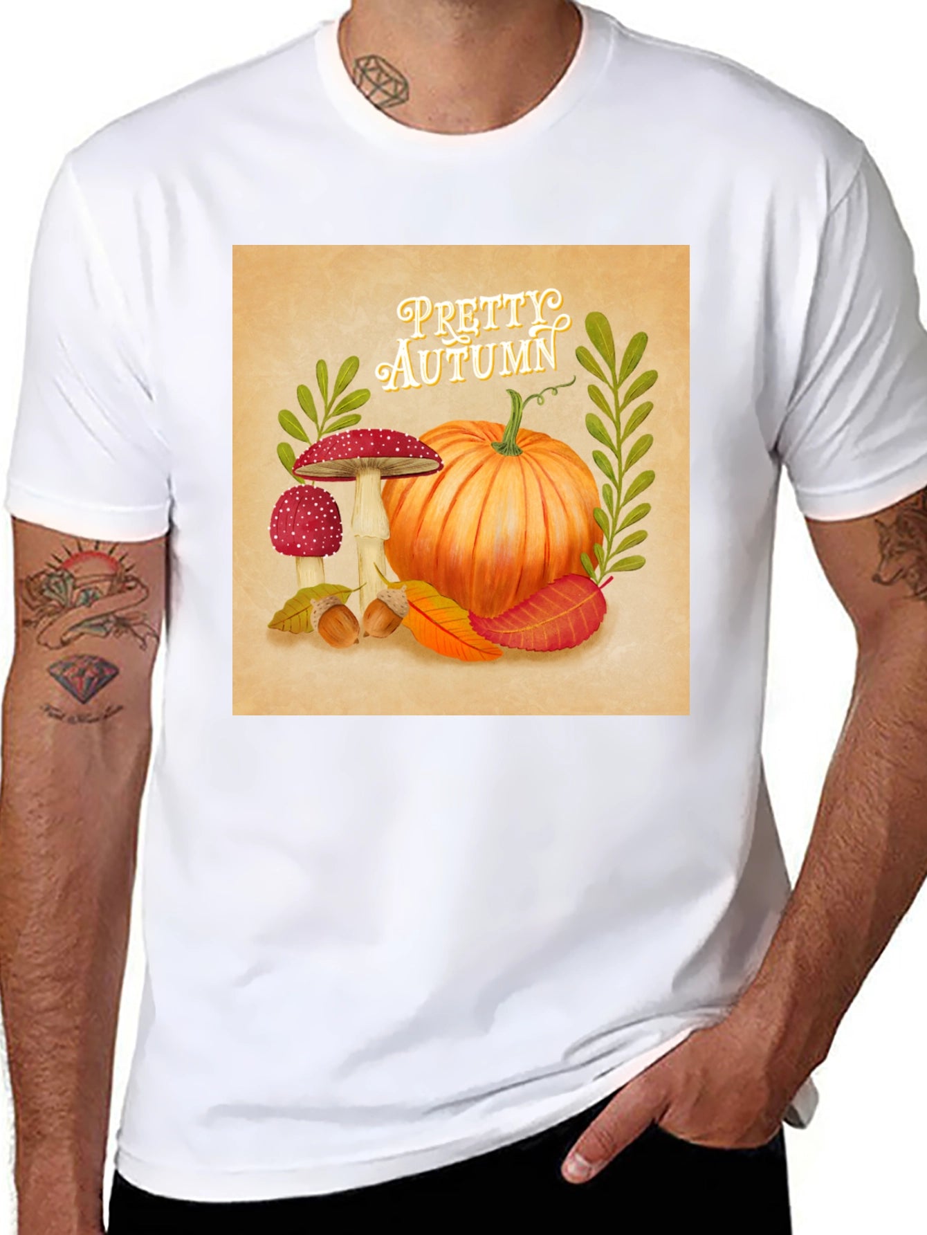 Pretty Autumn T-Shirt - Fall Pumpkin Design