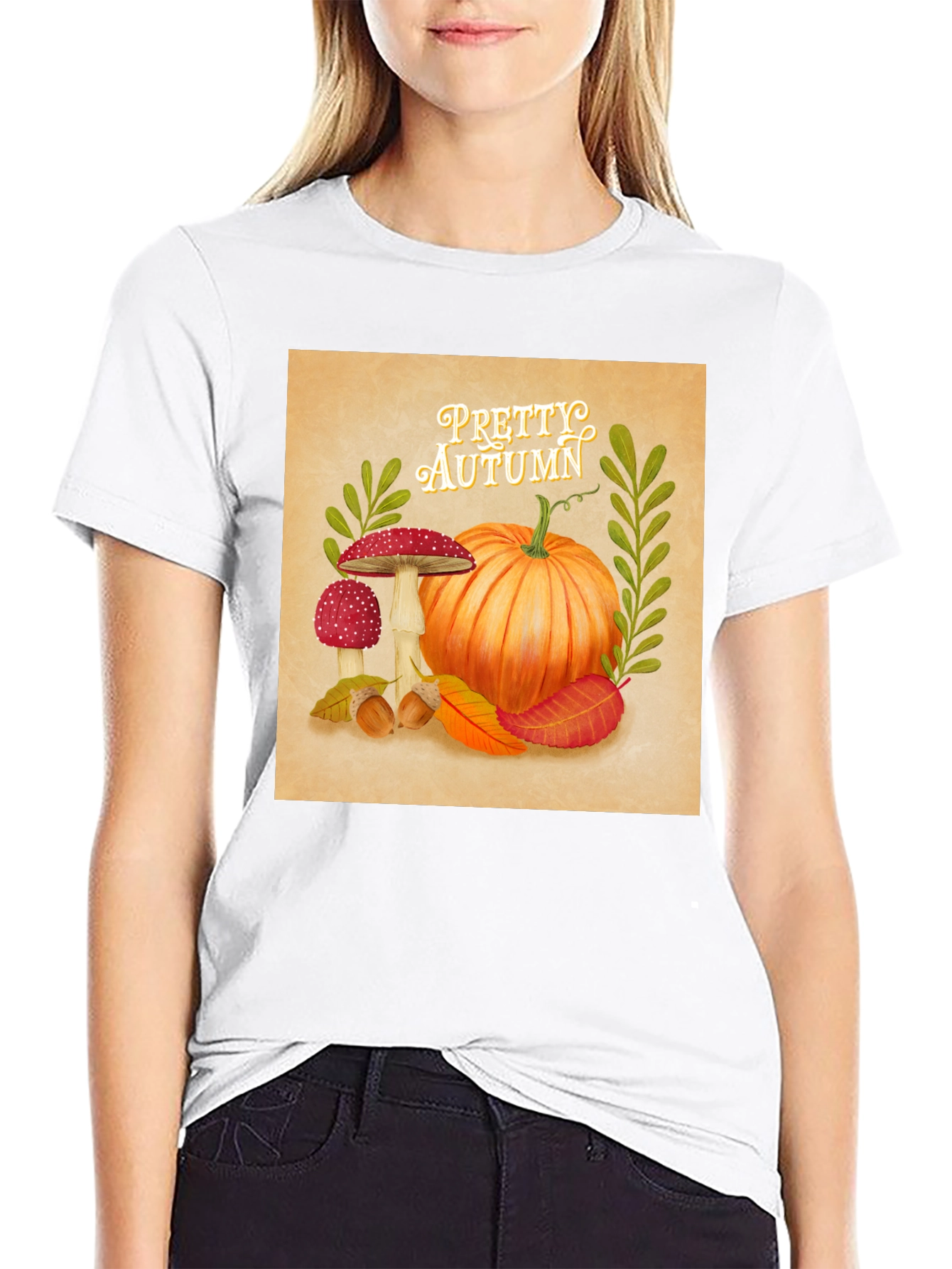 Pretty Autumn T-Shirt - Fall Pumpkin Design