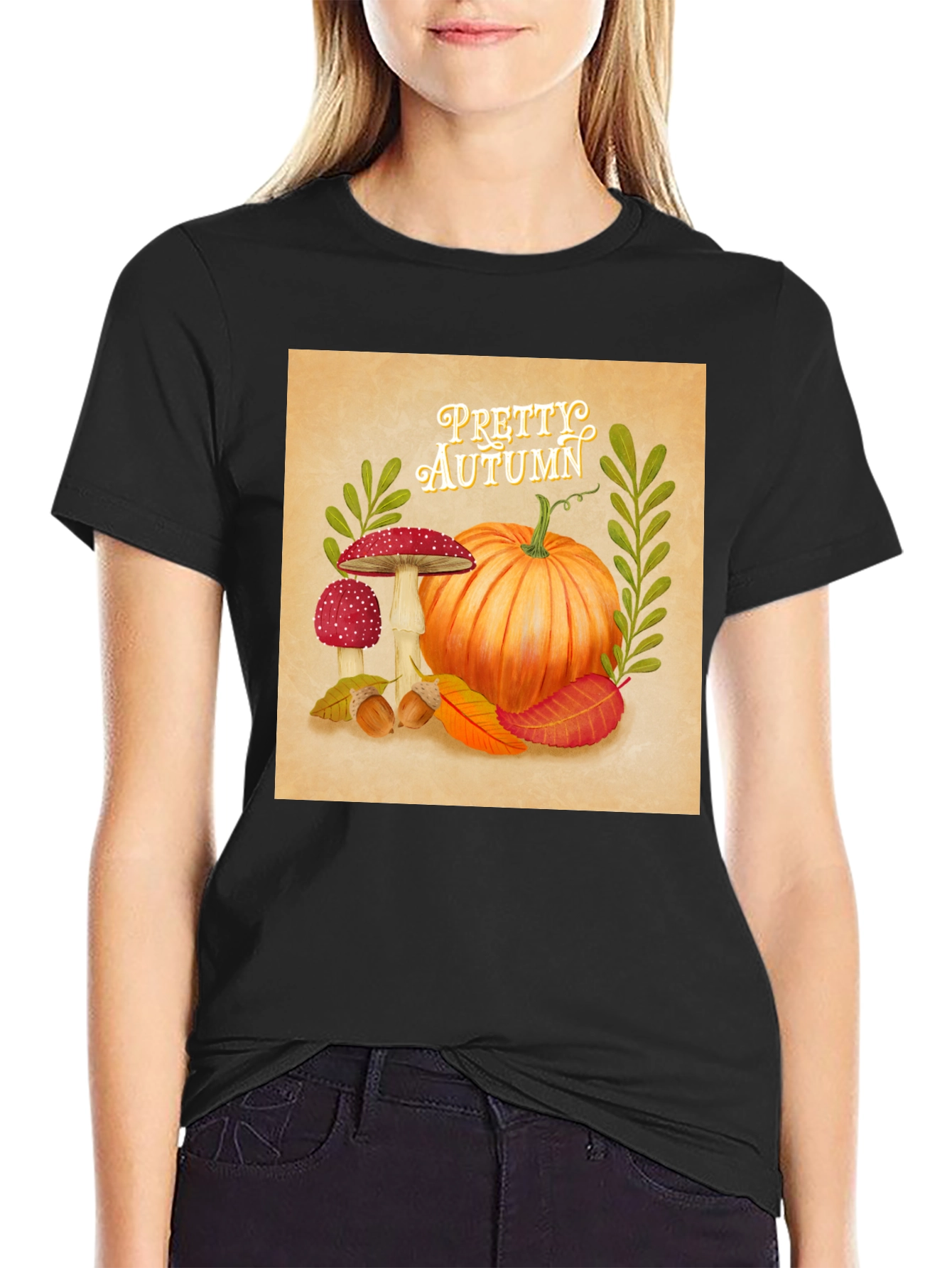 Pretty Autumn T-Shirt - Fall Pumpkin Design