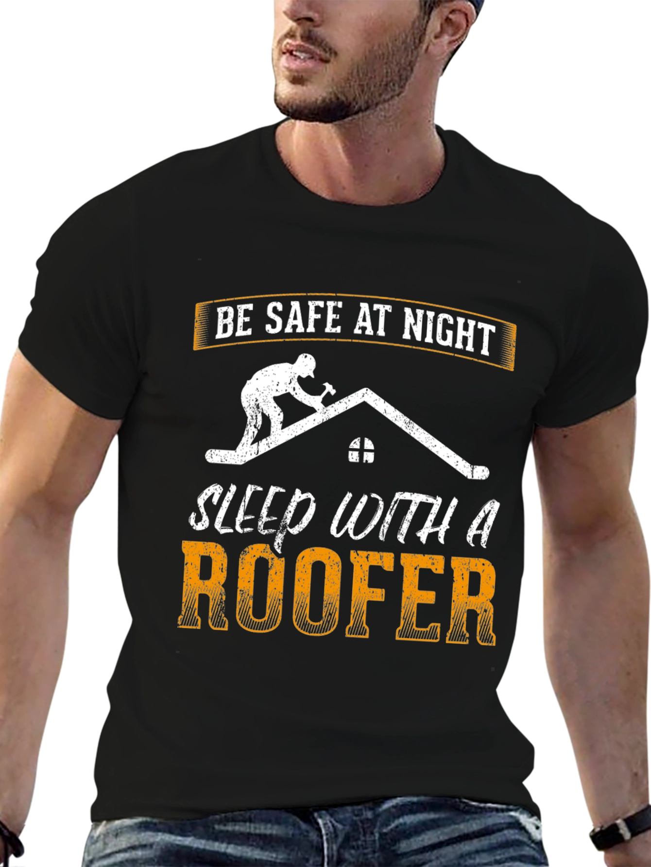 Be Safe at Night Roofer Graphic T-Shirt